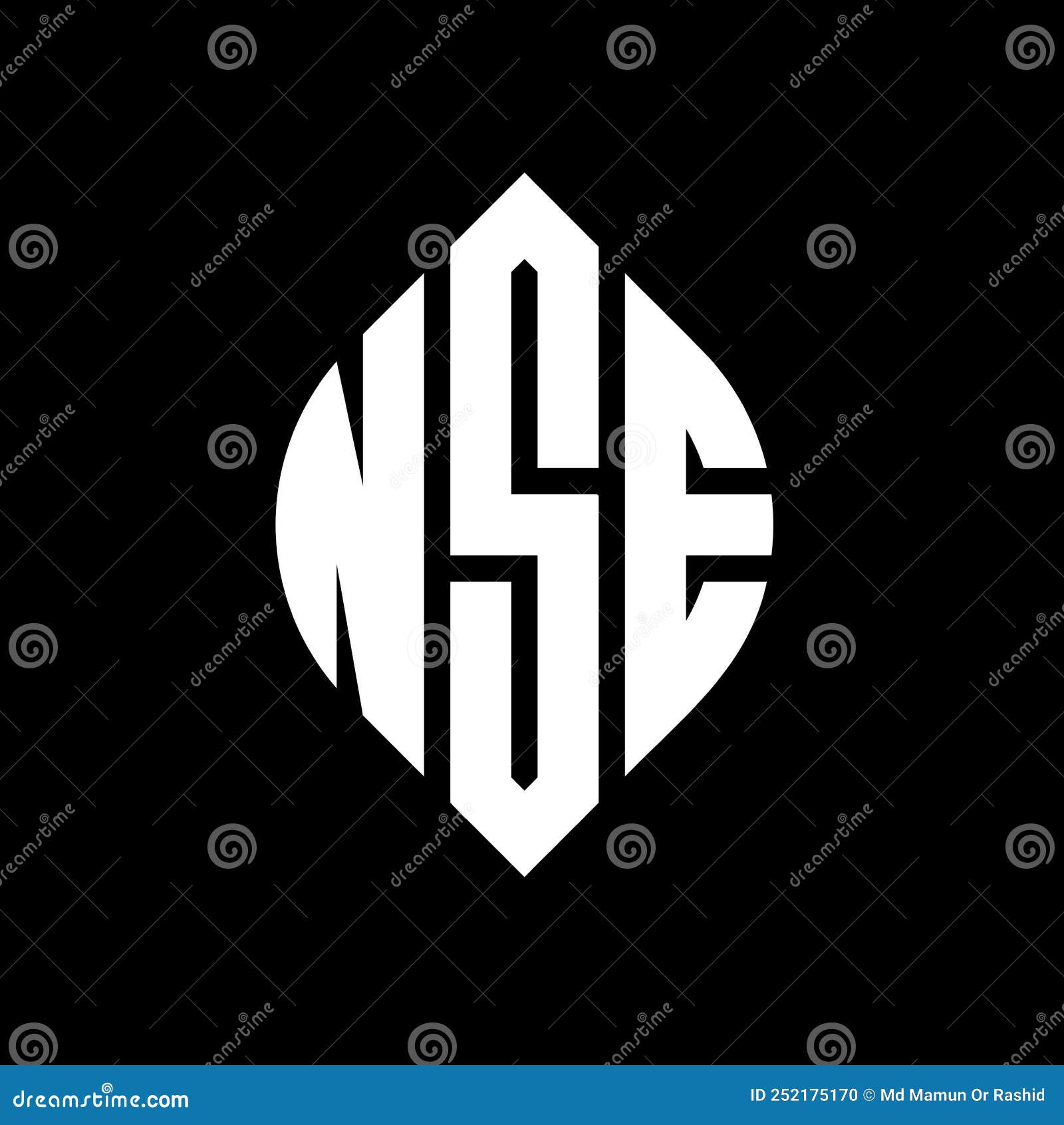 nse circle letter logo  with circle and ellipse . nse ellipse letters with typographic style. the three initials form a