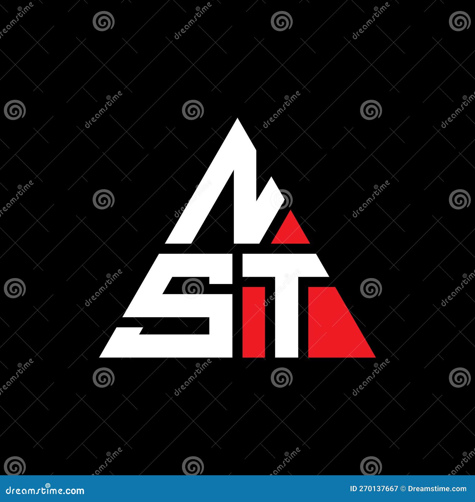 nst triangle letter logo  with triangle . nst triangle logo  monogram. nst triangle  logo template with red