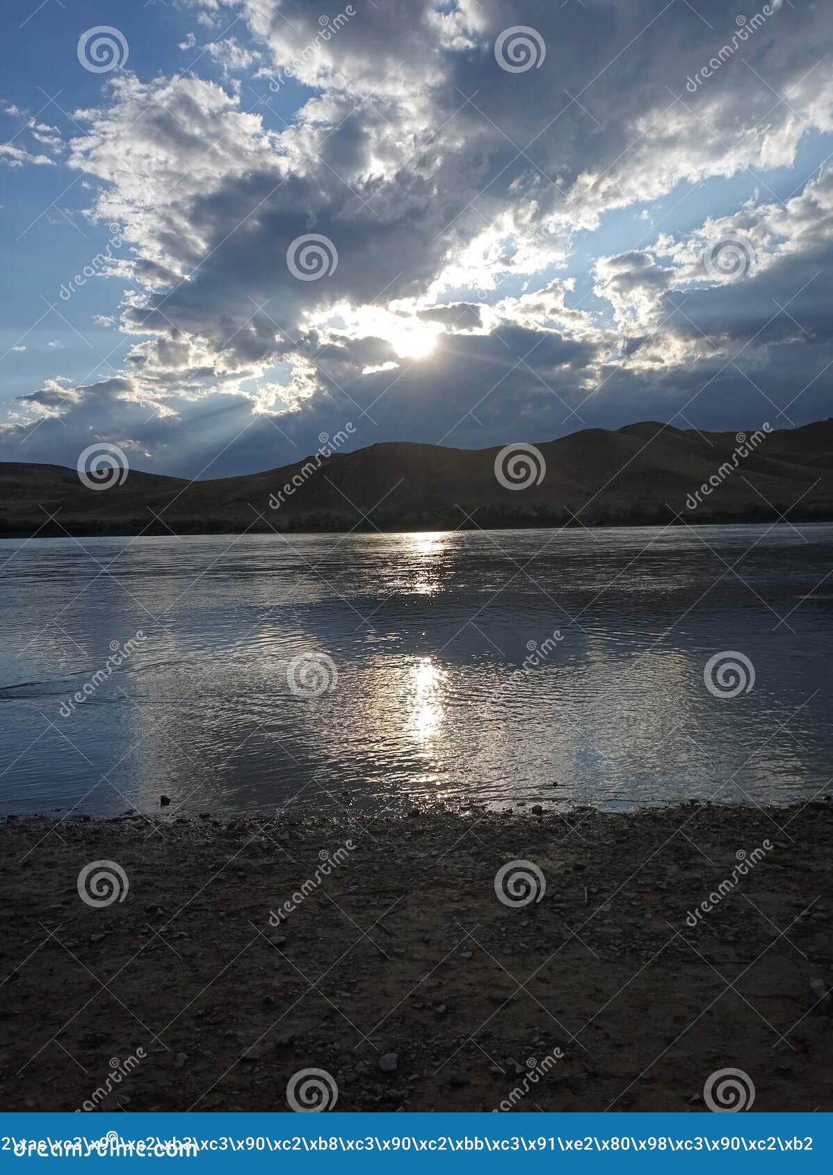 sunset on the ili river, kazakhstan