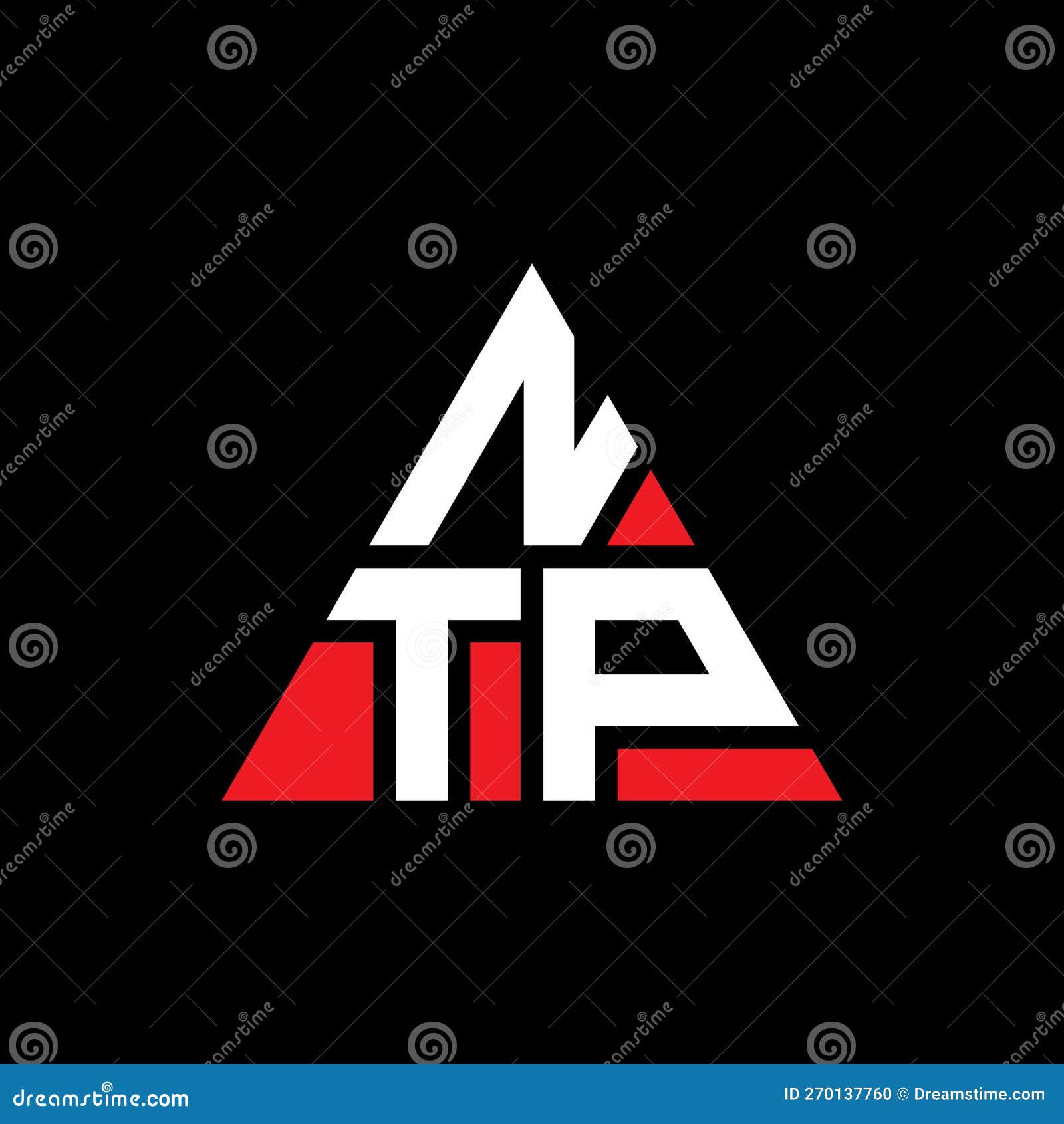 ntp triangle letter logo  with triangle . ntp triangle logo  monogram. ntp triangle  logo template with red