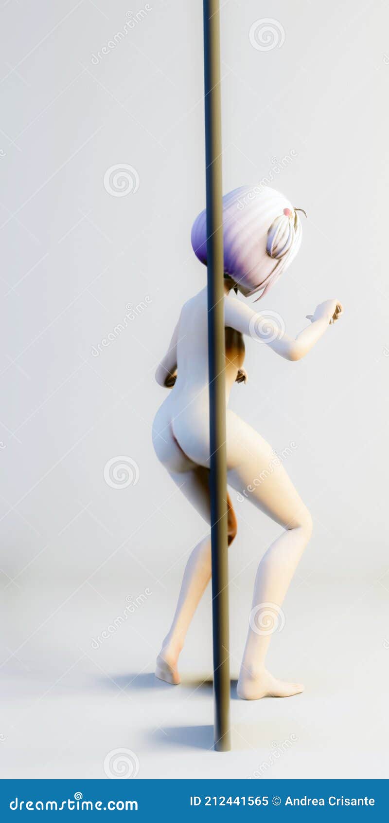 Nu Anime Strip-teaseuse Danse Sur Le Poteau Illustration Stock