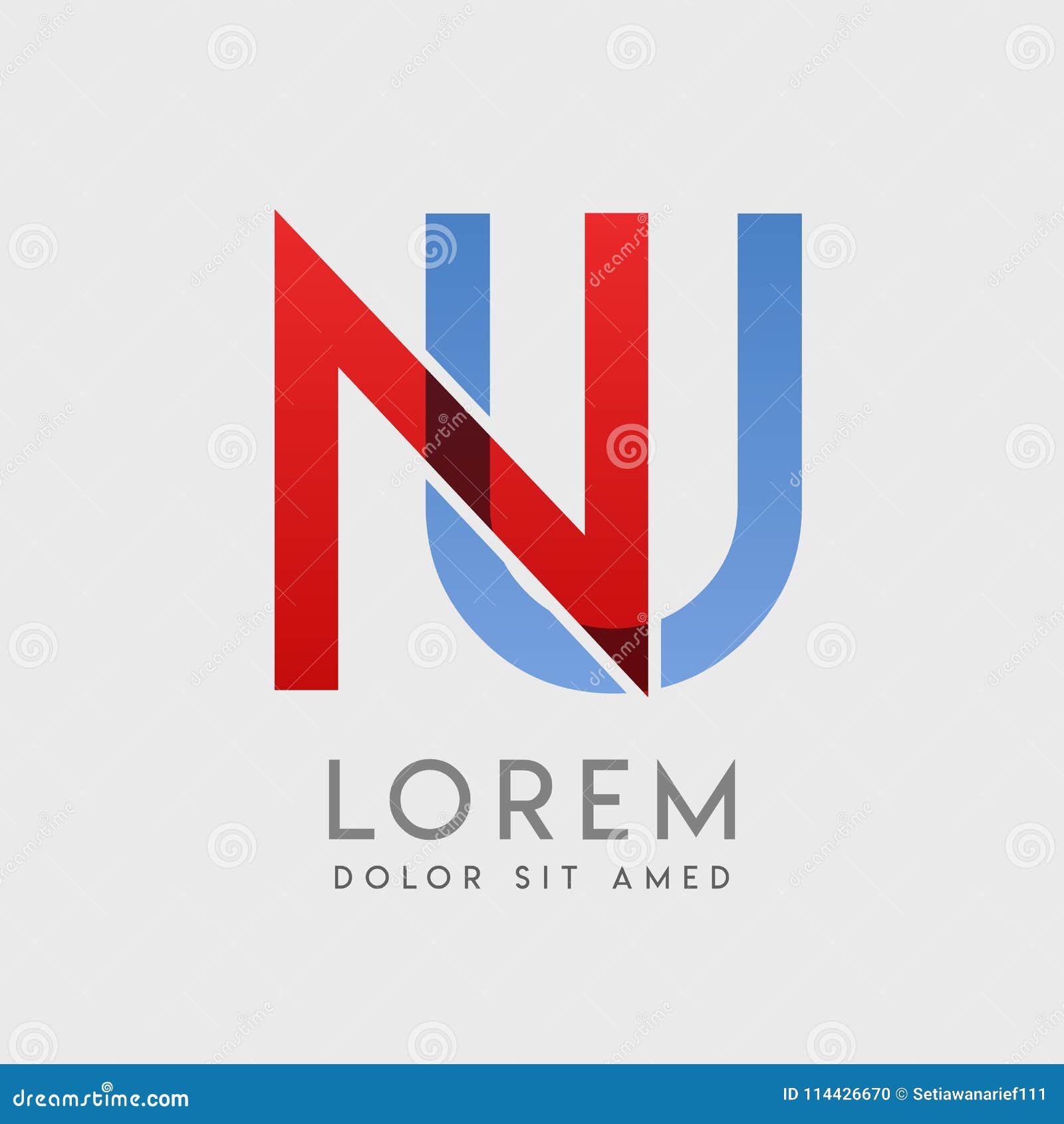 nu logo letters with blue and red gradation