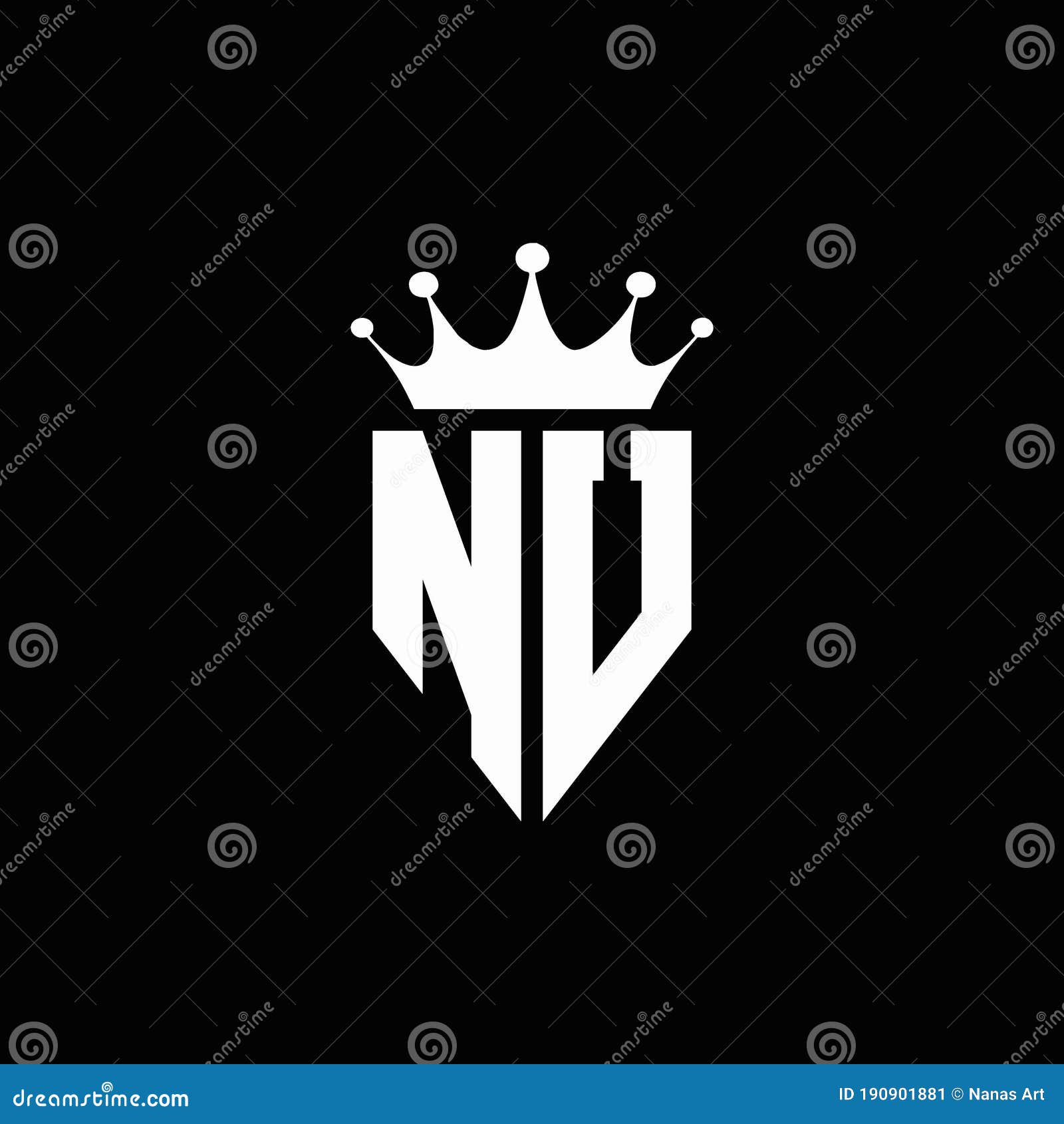 nu logo monogram emblem style with crown   template