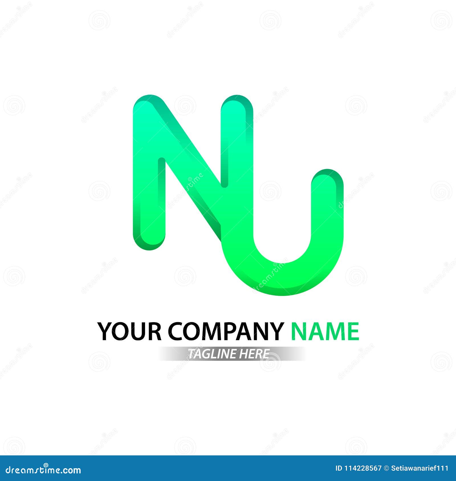 nu uppercase simple green logo letter