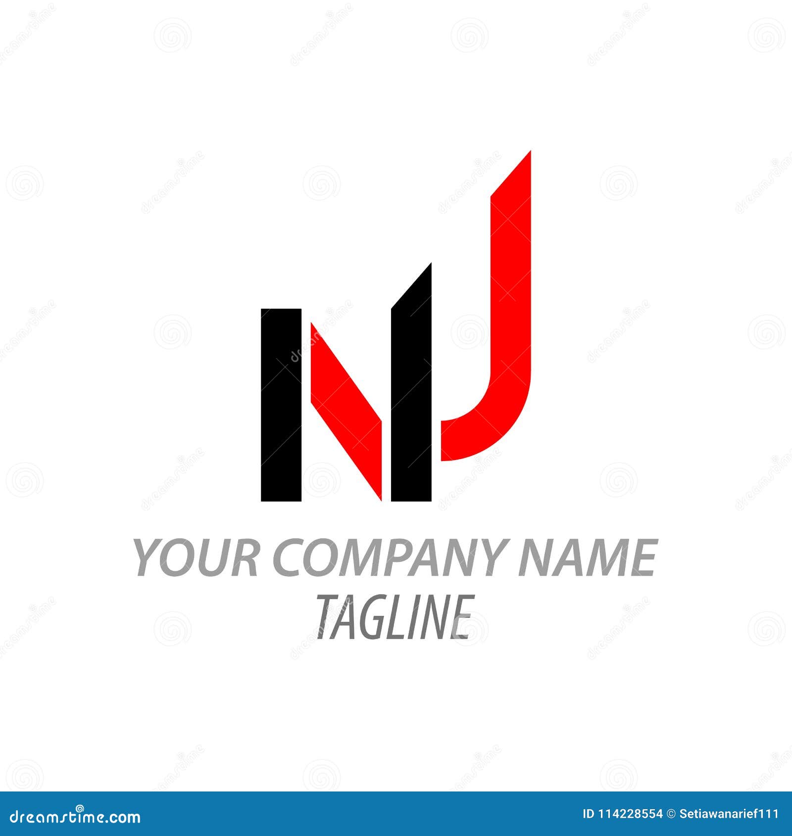 nu uppercase simple red and black line logo letter