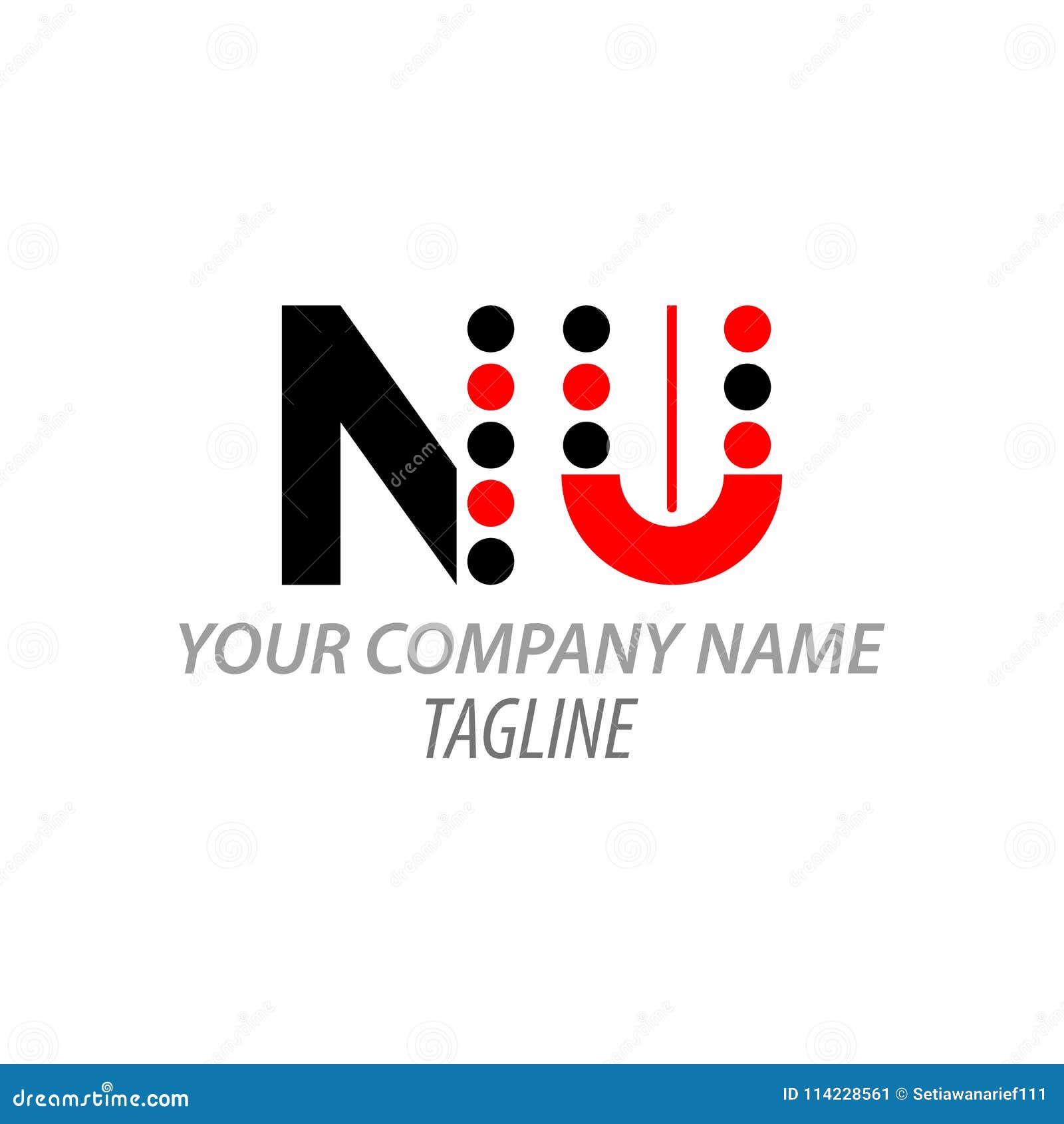 nu uppercase simple red and black logo letter