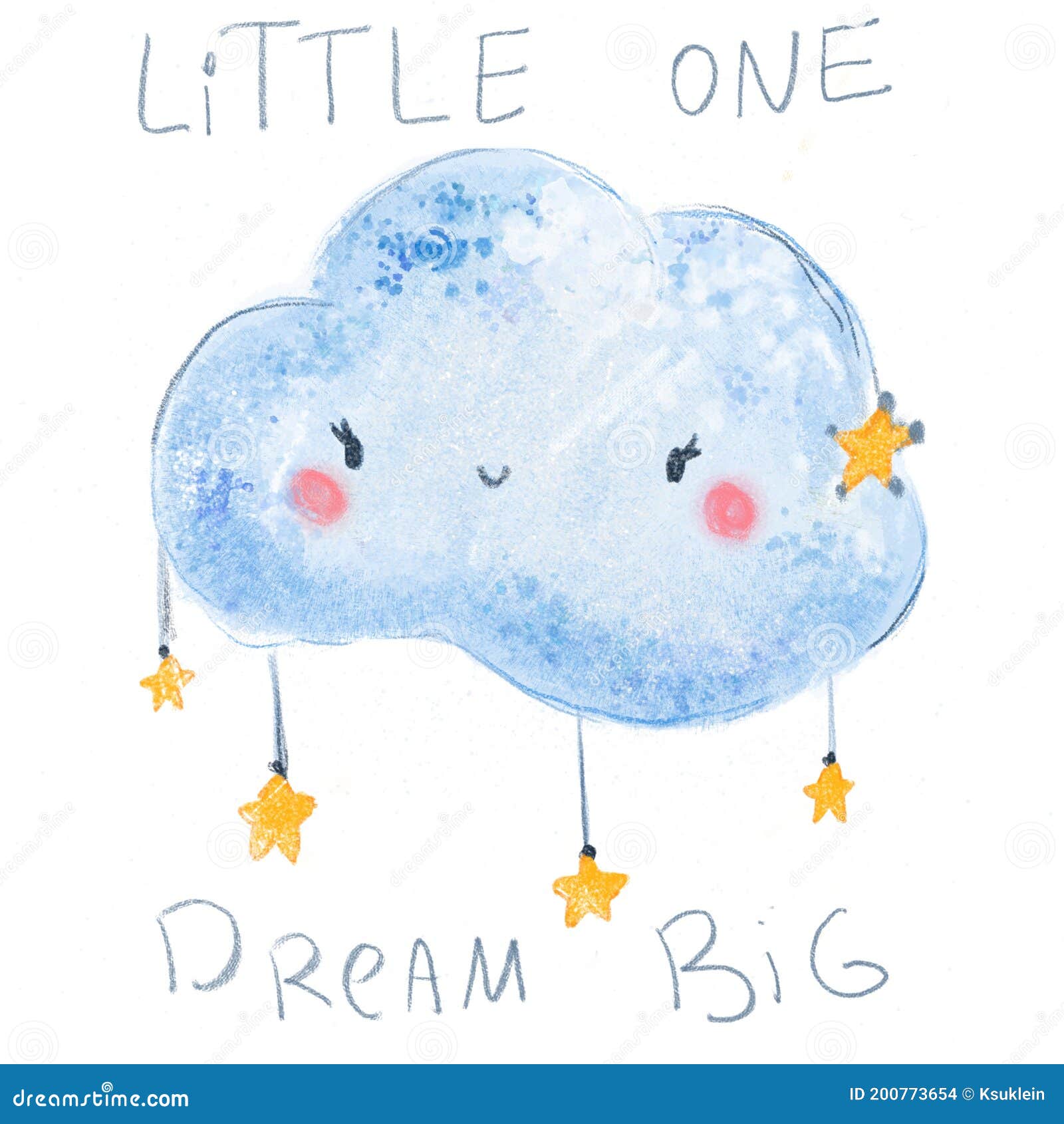 Nube Adorable Con Estrellas Colgantes. Ilustración De Acuarela Digital Tarjetas De Ducha De Bebé Y Diseño Para Niños Stock de ilustración - Ilustración de sonriente,