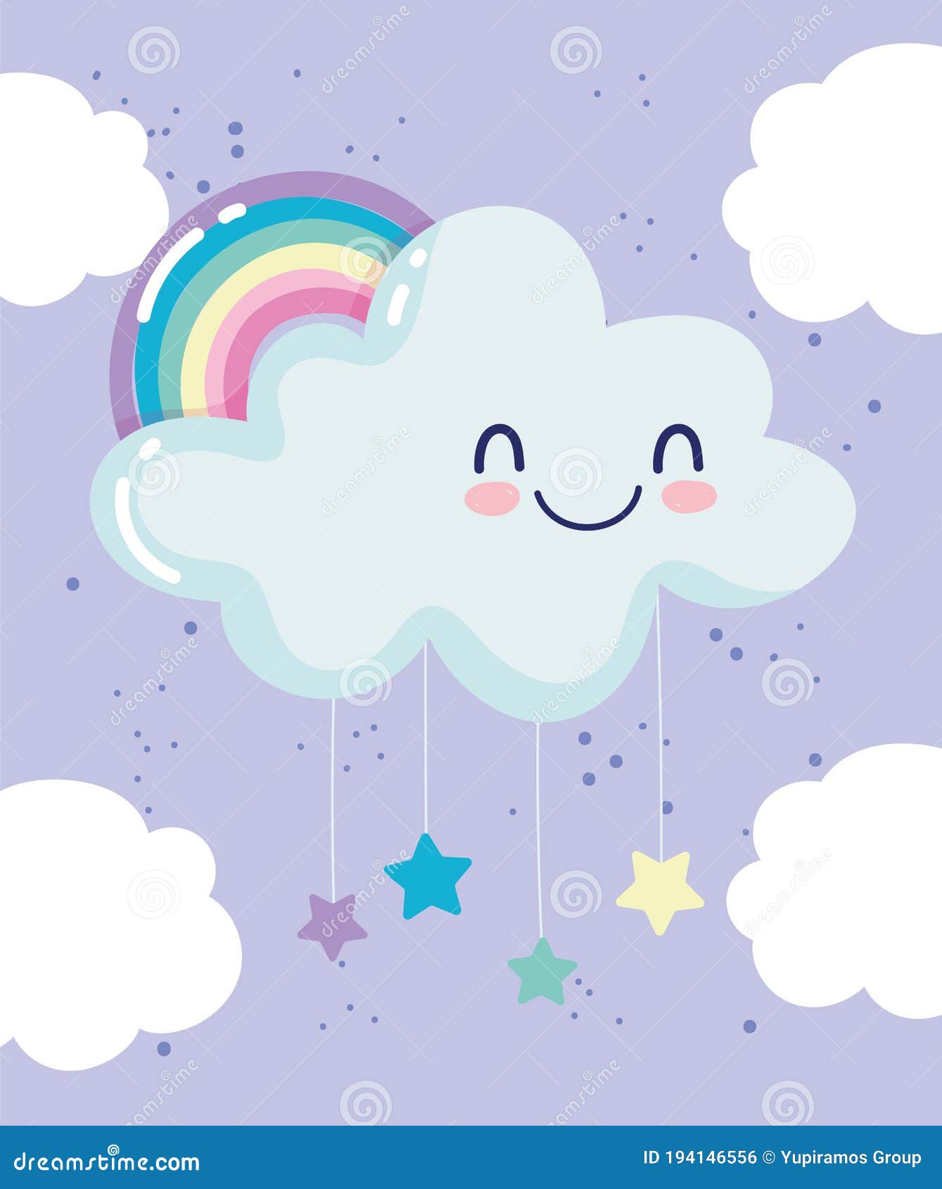 Nube Arcoiris Estrellas Colgantes Noche Soñar Dibujos Animados Decoración  Ilustración del Vector - Ilustración de color, arco: 194146556