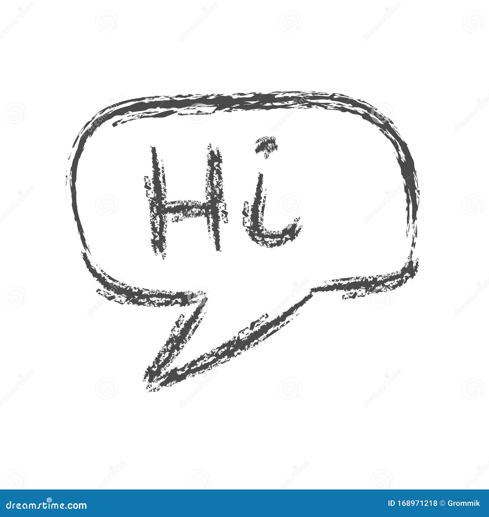 Nube De Voz Con La Palabra Hi Dibujo a Lápiz Al Estilo De Doodle