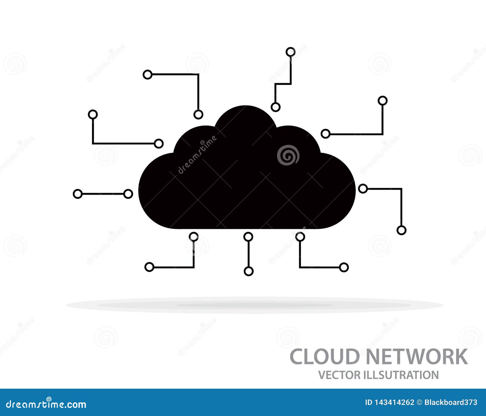 Nube que computa, icono de la placa de circuito de la nube de la tecnología Ilustraci?n del vector. Logotipo de la tecnología de Cloud Computing, silueta simple de la nube con el modelo de la placa de circuito r Ilustraci?n del vector