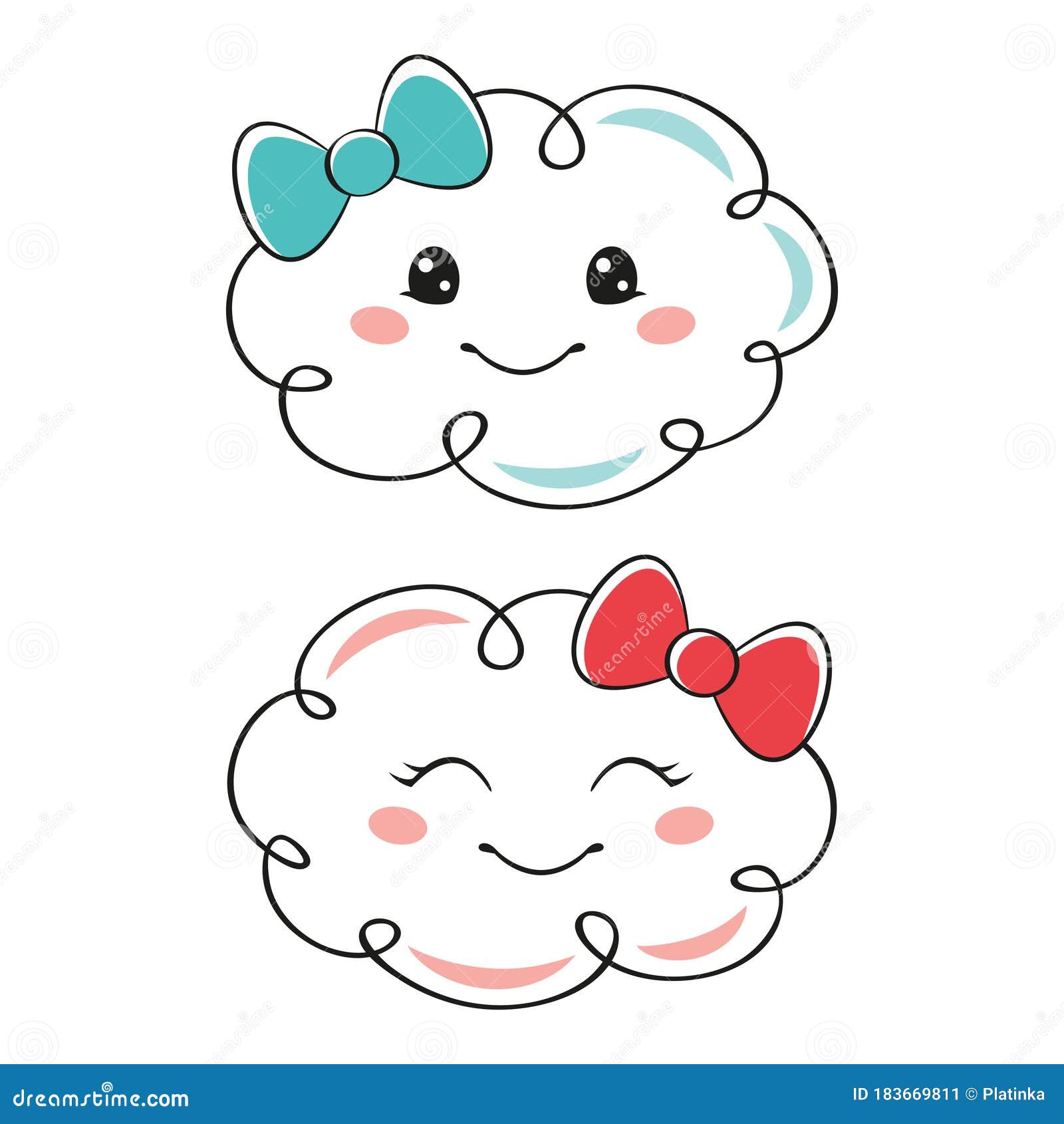 Nubes Adorables De Dibujos Animados Ilustración del Vector - Ilustración de  vivero, lindo: 183669811