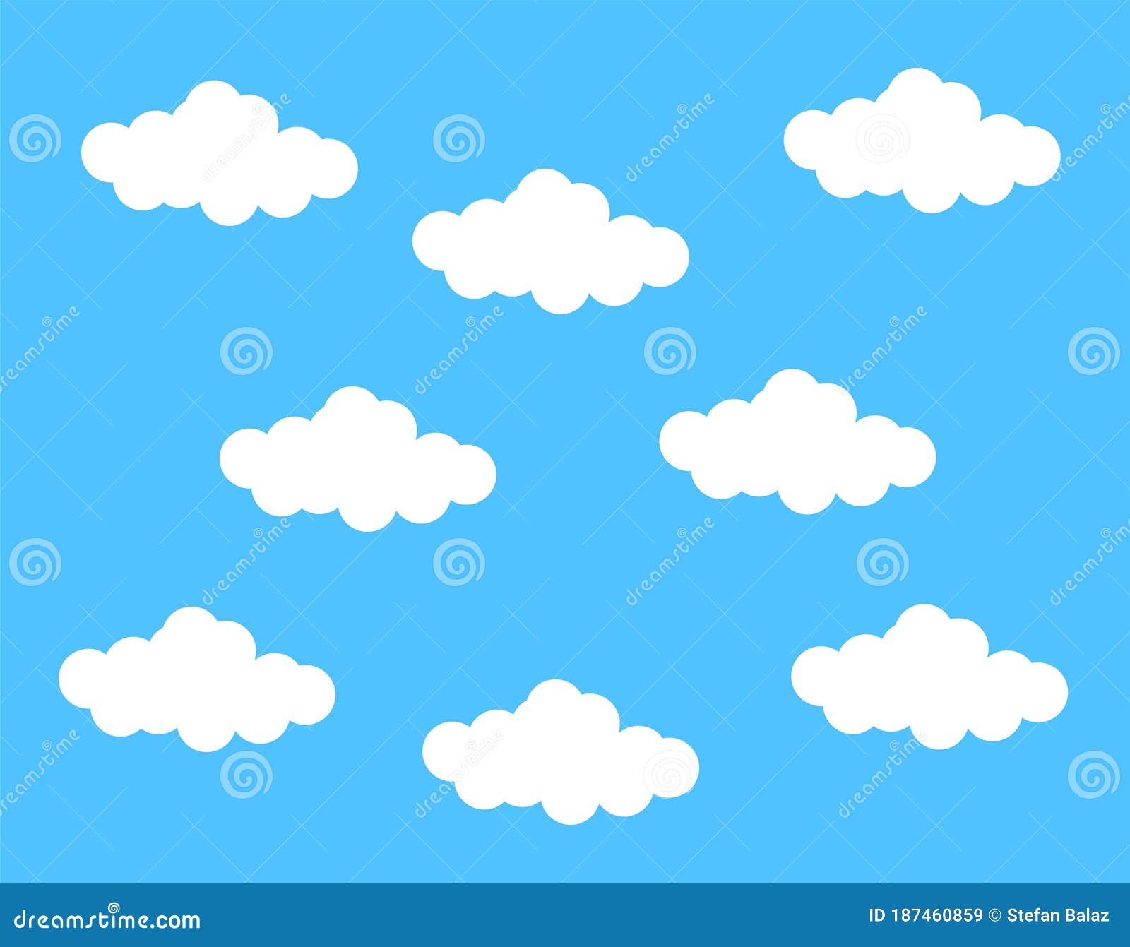 Nubes De Dibujos Animados Aisladas En El Cielo Azul . Paisaje Nublado En  Azul Cielo Blanco Ilustración Vectorial Ilustración del Vector -  Ilustración de vector, verano: 187460859