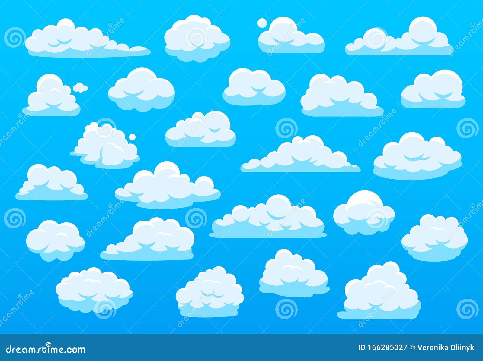 Nubes De Dibujos Animados Cielo Azul Con Una Bonita Nube De Dibujos Animados,  Nubes Blancas Naturales, Paisaje Nublado Cielo Azul Ilustración del Vector  - Ilustración de revestimiento, humo: 166285027
