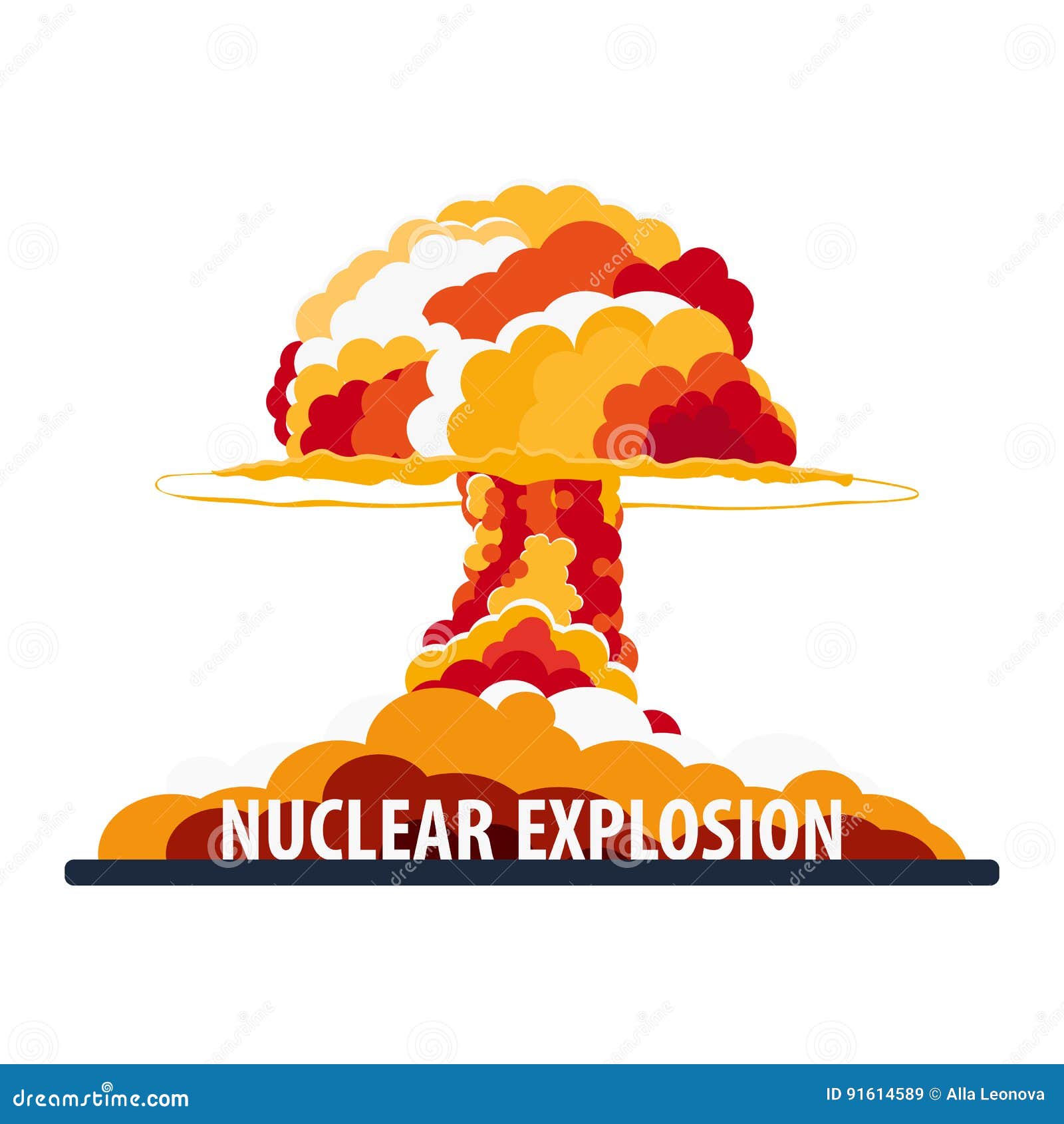 Nuclear Explosion. Cartoon Retro Poster. Mushroom Cloud. Vector  Illustration. Stock Illustration - Illustration of heat, cartoon: 91614589