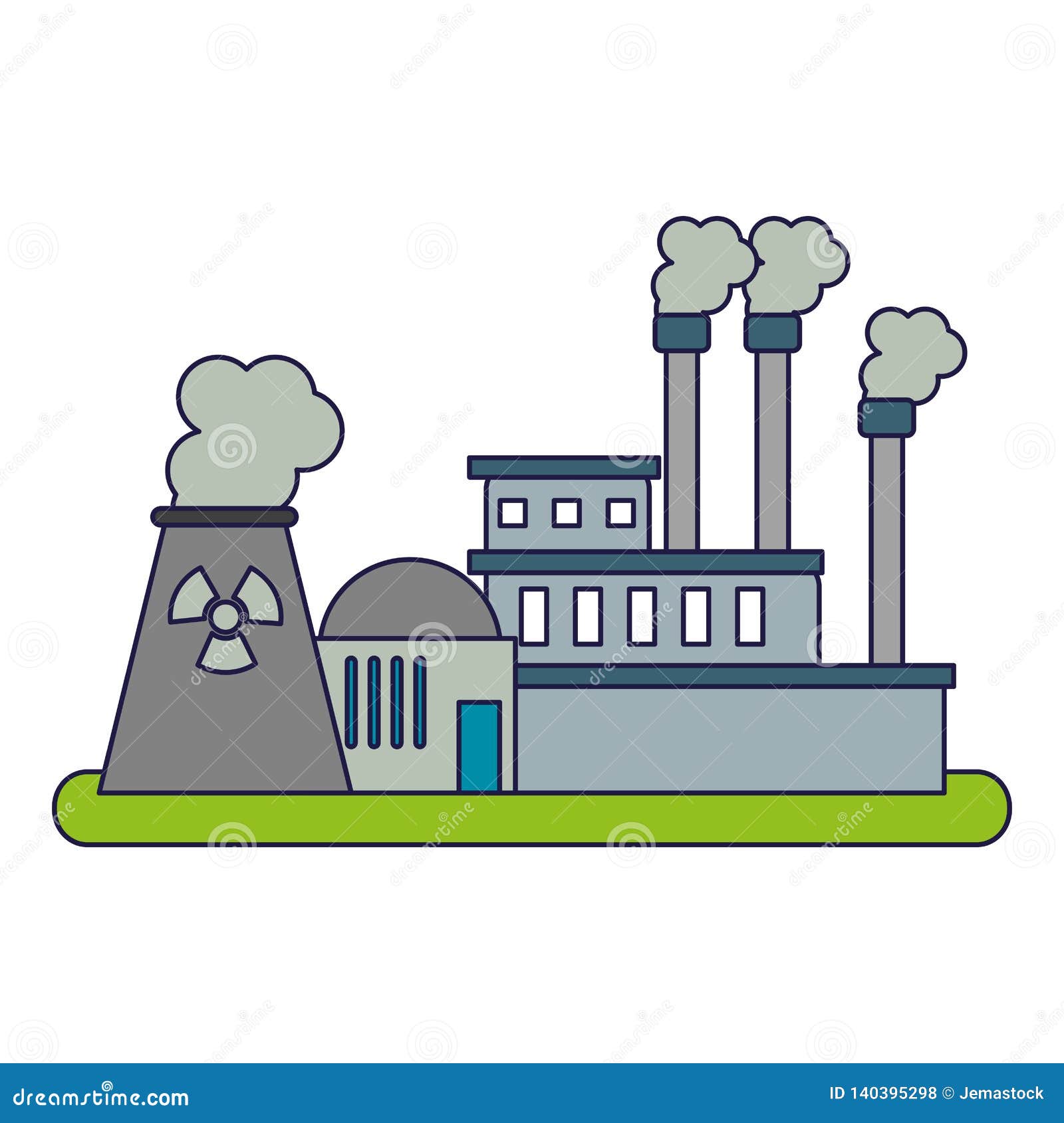 Nuclear industrial plant stock vector. Illustration of pollution ...