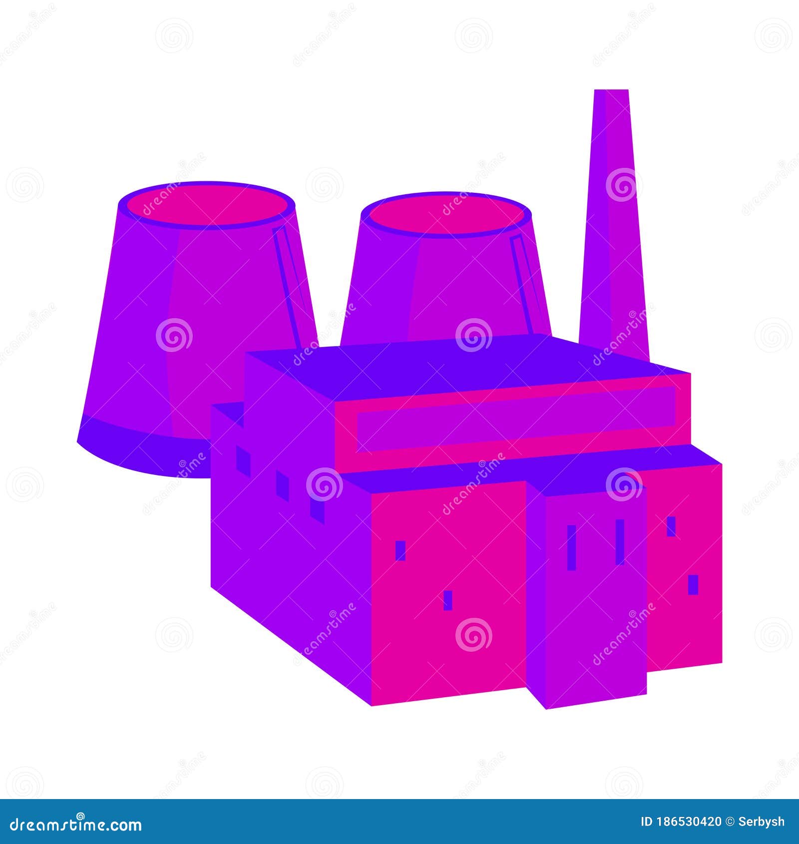 Nuclear Power Plant. Colorful Illustration in a Flat Style Stock Vector