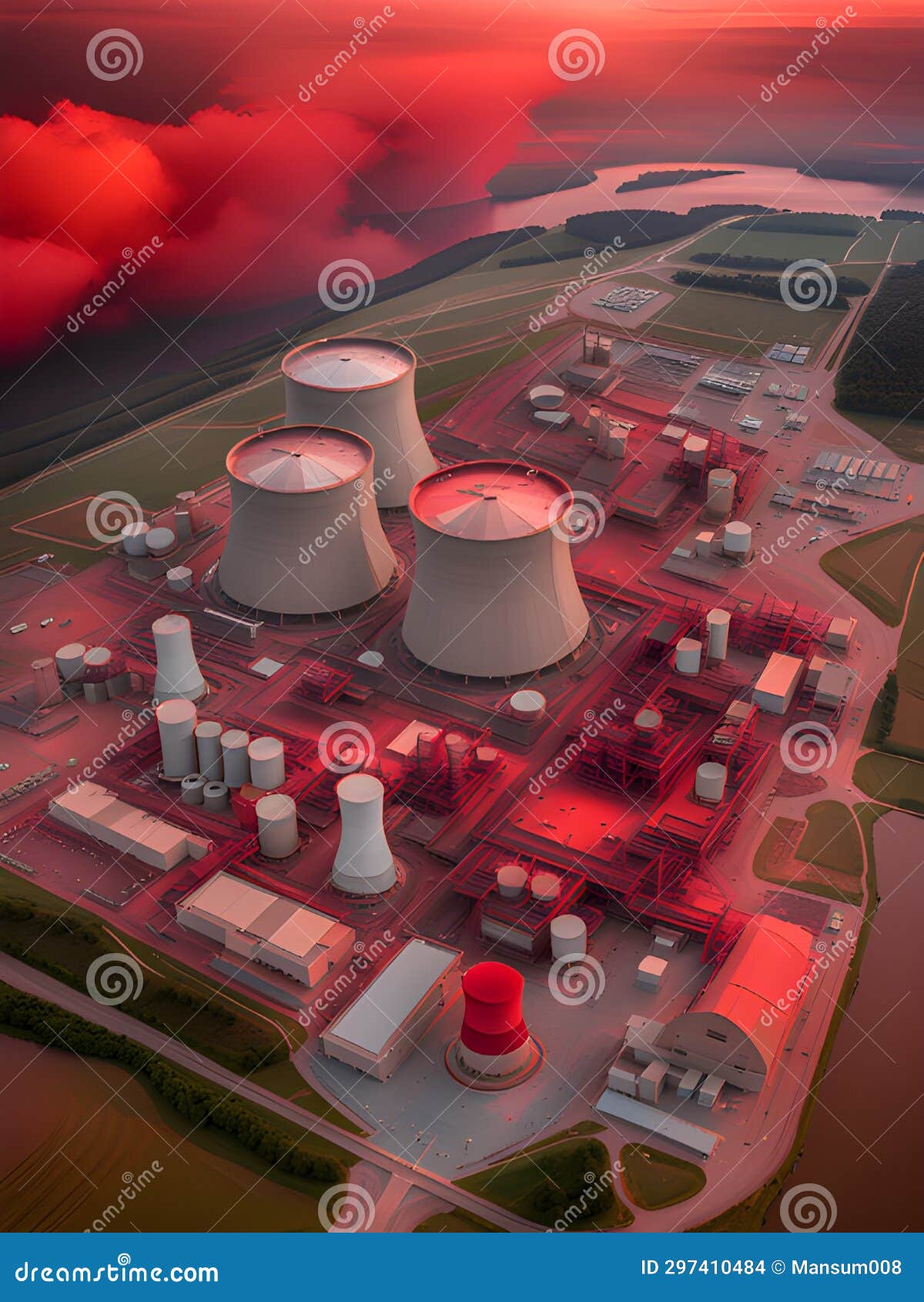 Nuclear Power Plant. the Concept of the Production of Energy Stock