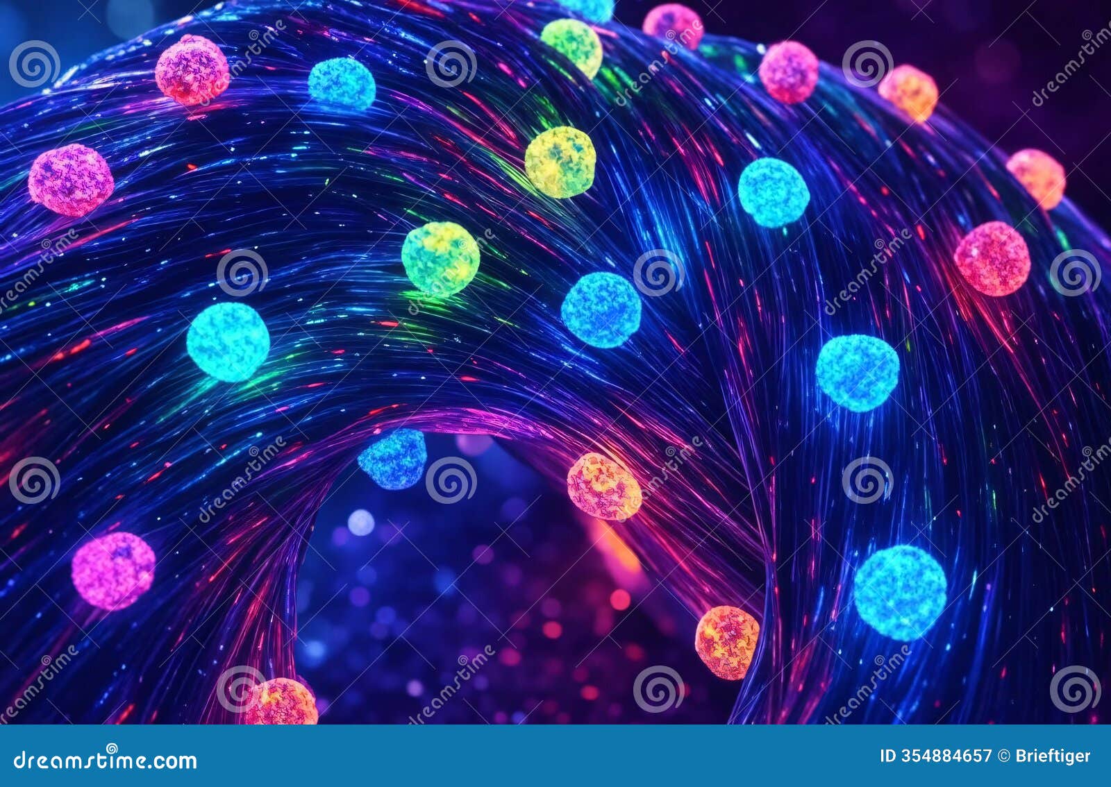 nucleosome formation in chromatin fiber with glowing blue effect