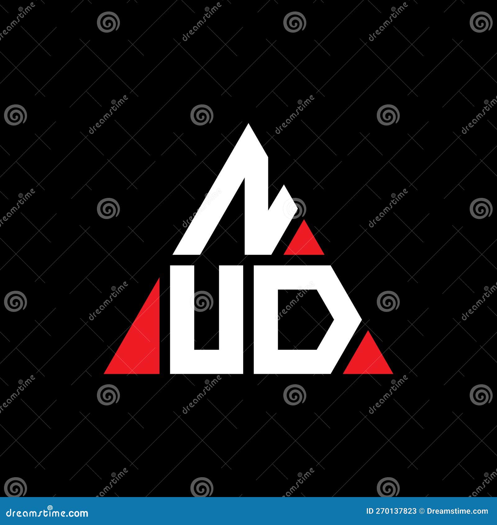 nud triangle letter logo  with triangle . nud triangle logo  monogram. nud triangle  logo template with red