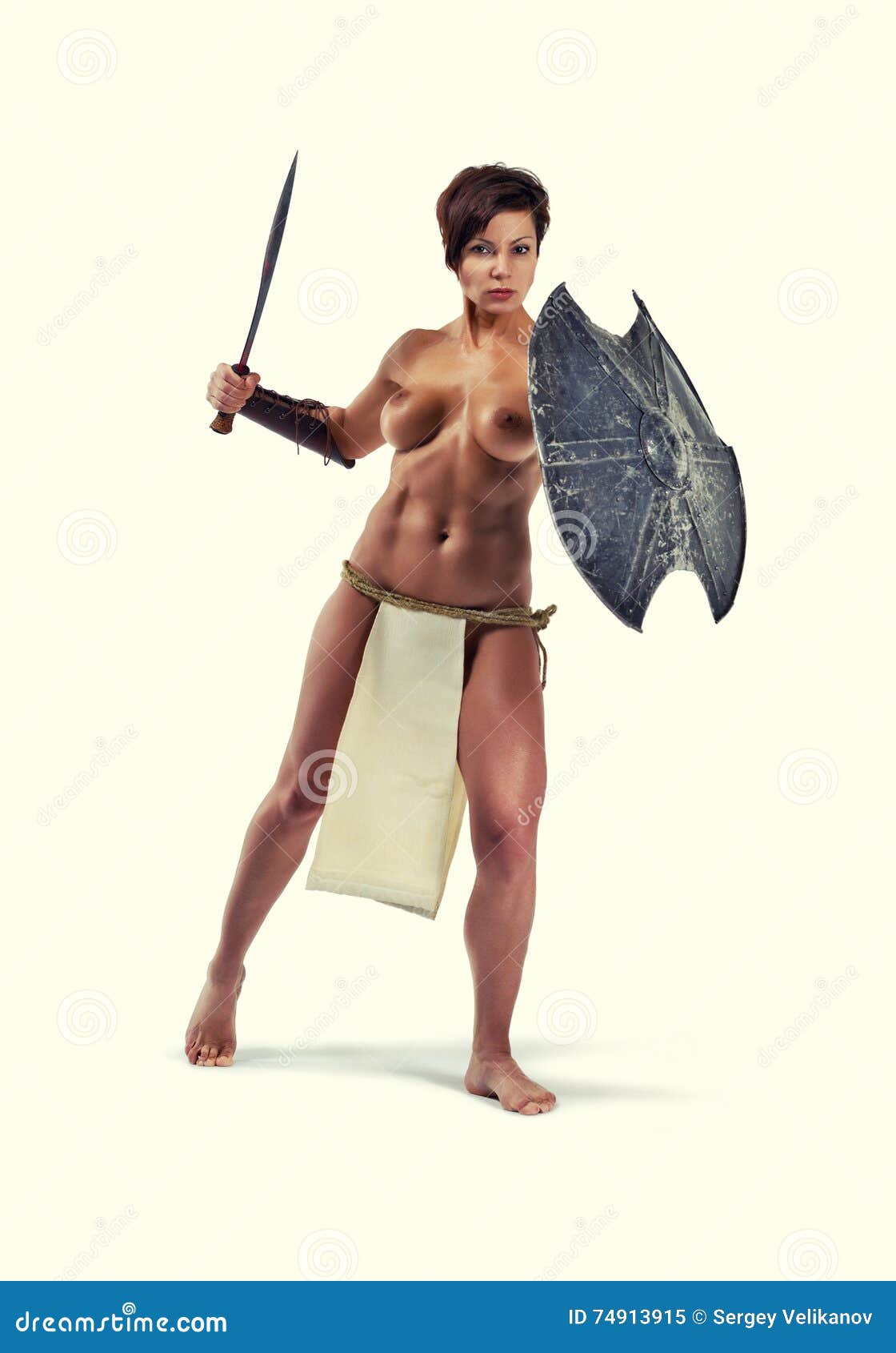 Dark nude warrior woman