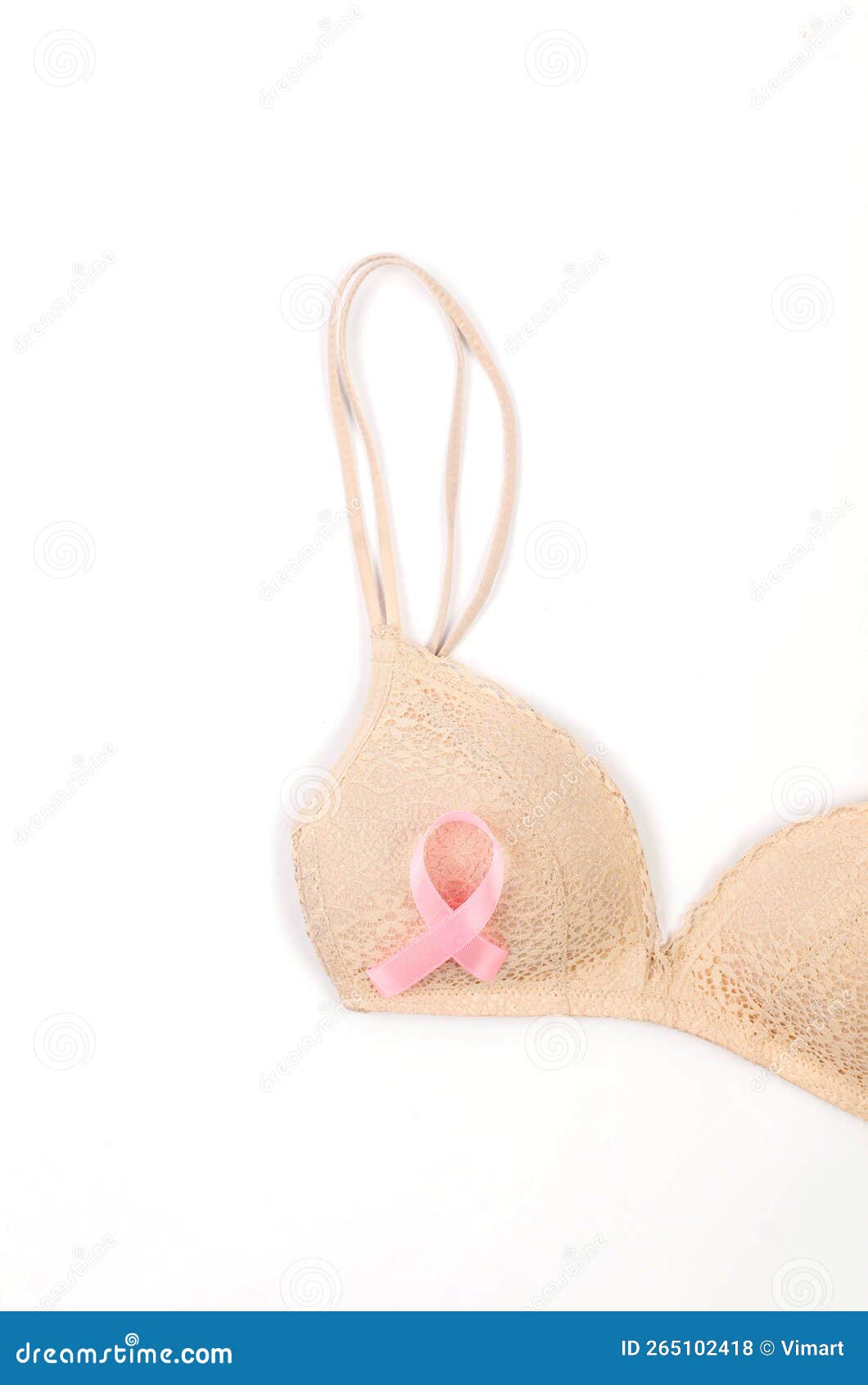 Nude Brassiere with Pink Ribbon Over. Breast Cancer Concept Stock Photo -  Image of survivor, symbol: 265102418