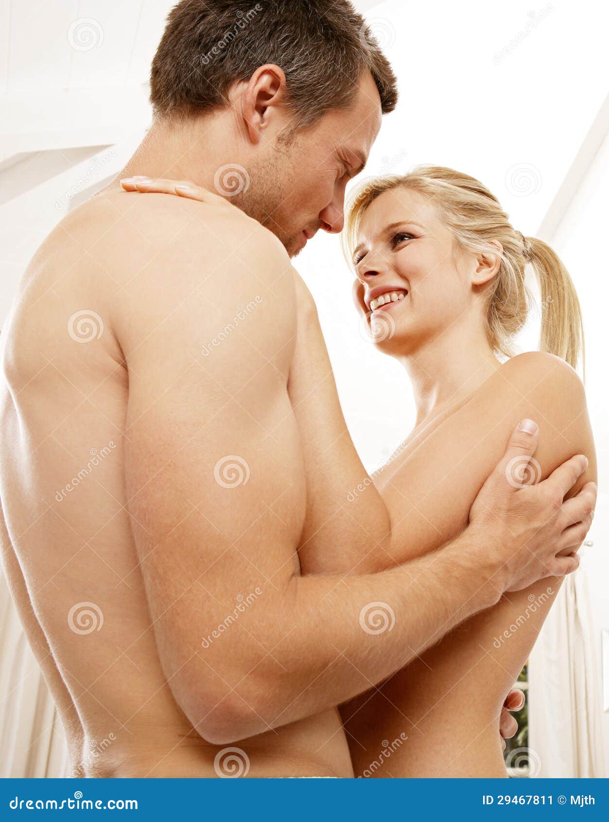 Nude Couple Hugging in Bedroom. Stock Image - Image of close, flawless:  29467811