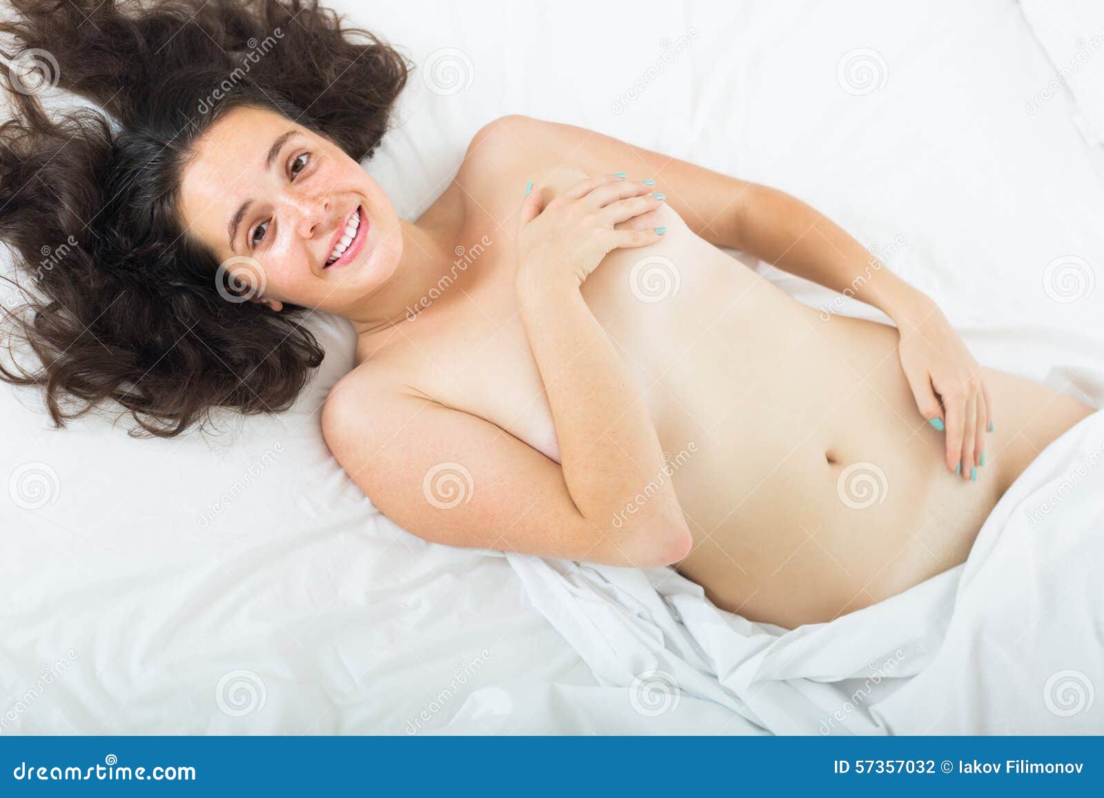 Nude Girl On Bed At Bedroom Stock Photo Image Of Portrait