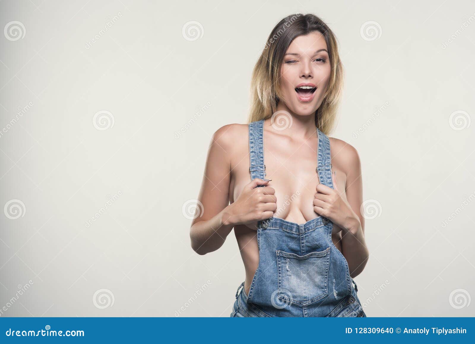 Topless Women In Overalls