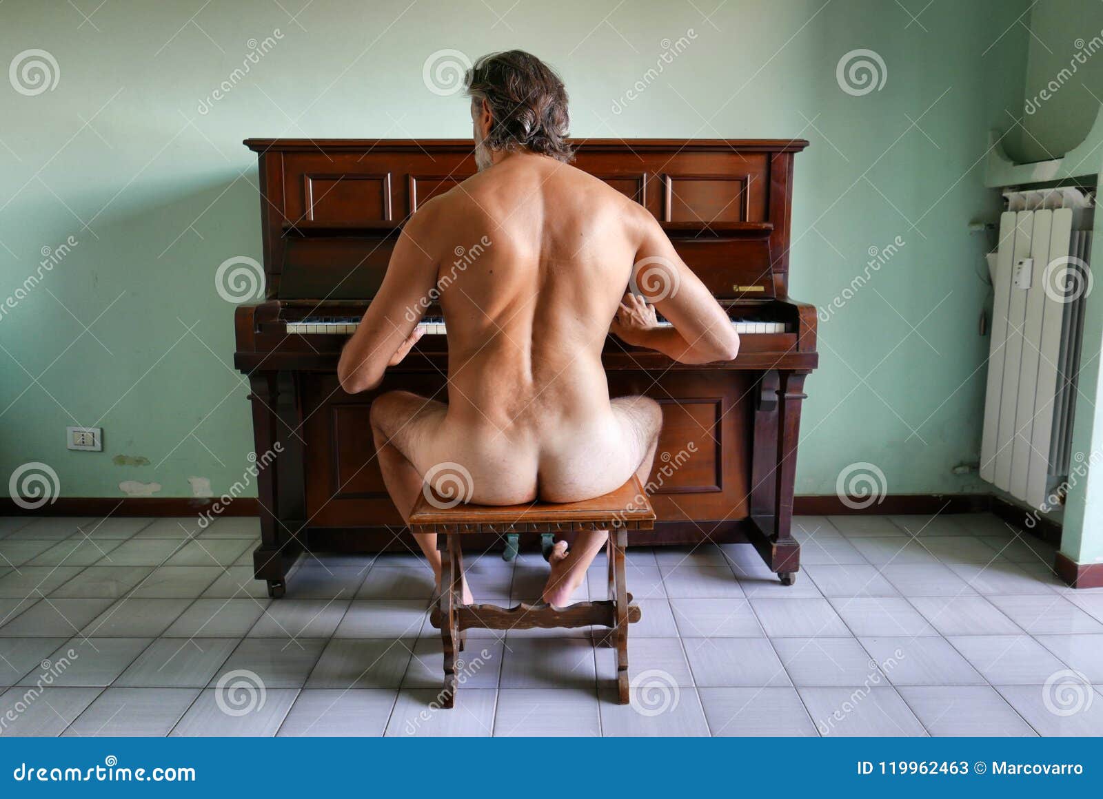 Playing piano naked