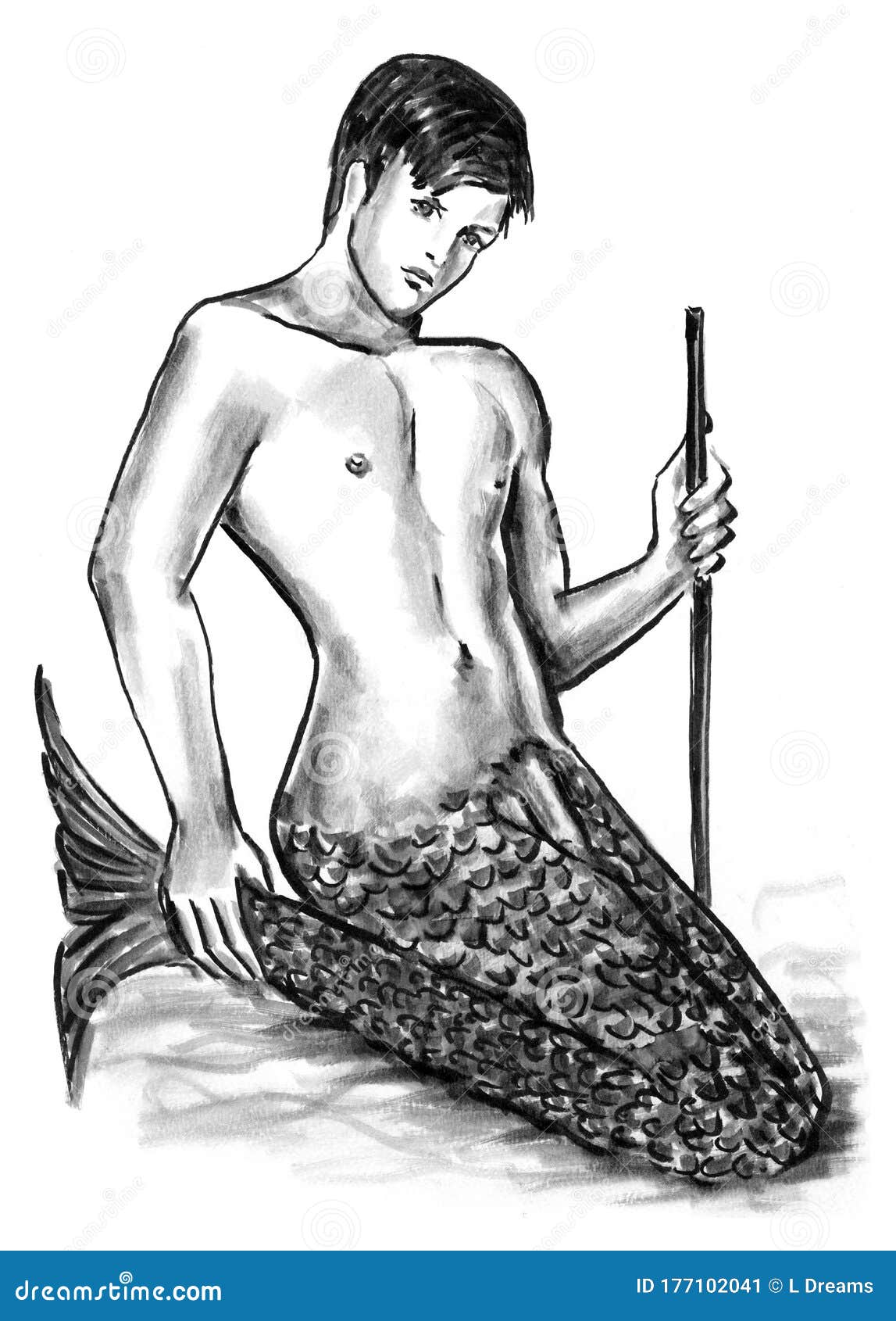 Naked merman