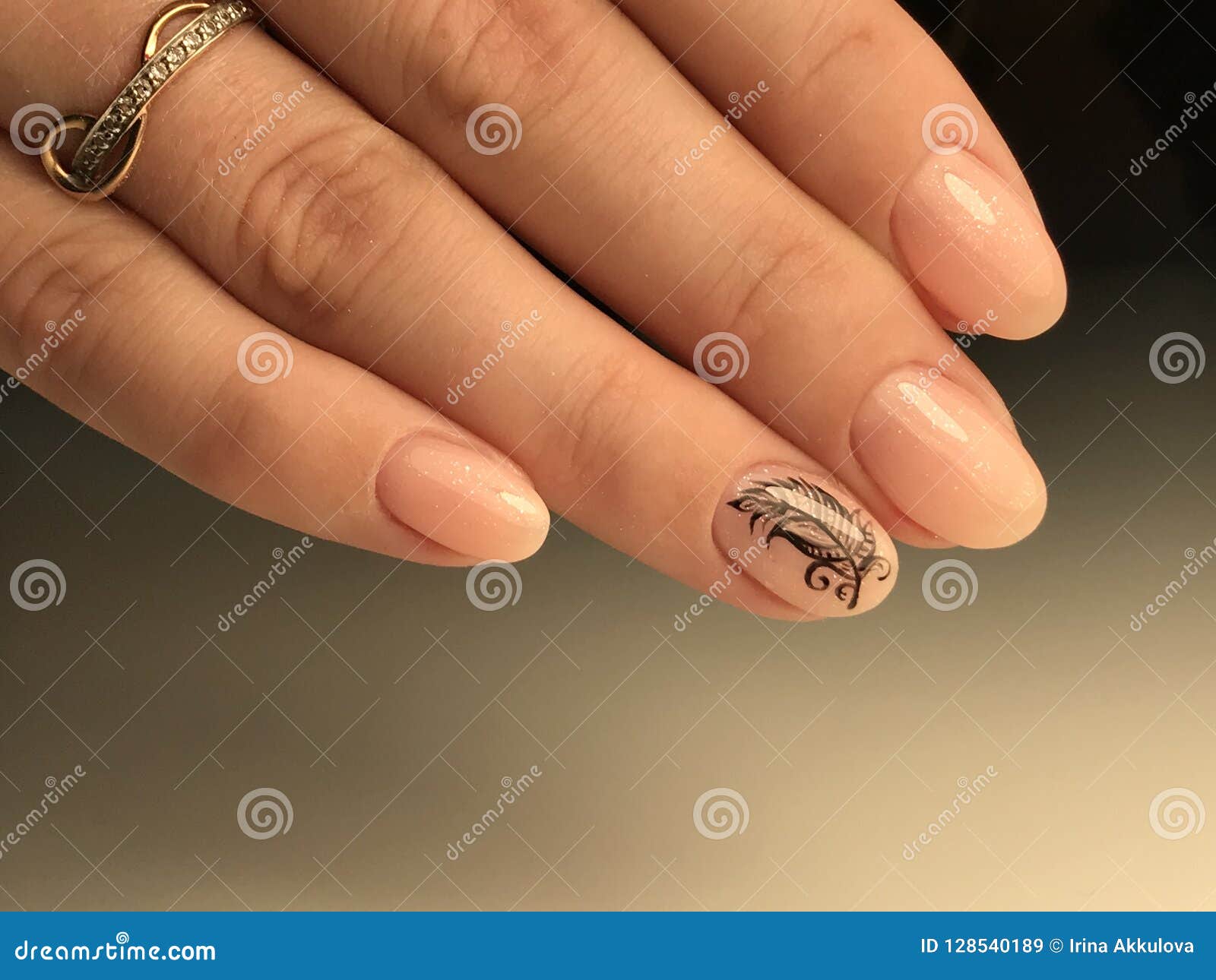 Nude Nails And Feather Design Stock Image Image Of Nude