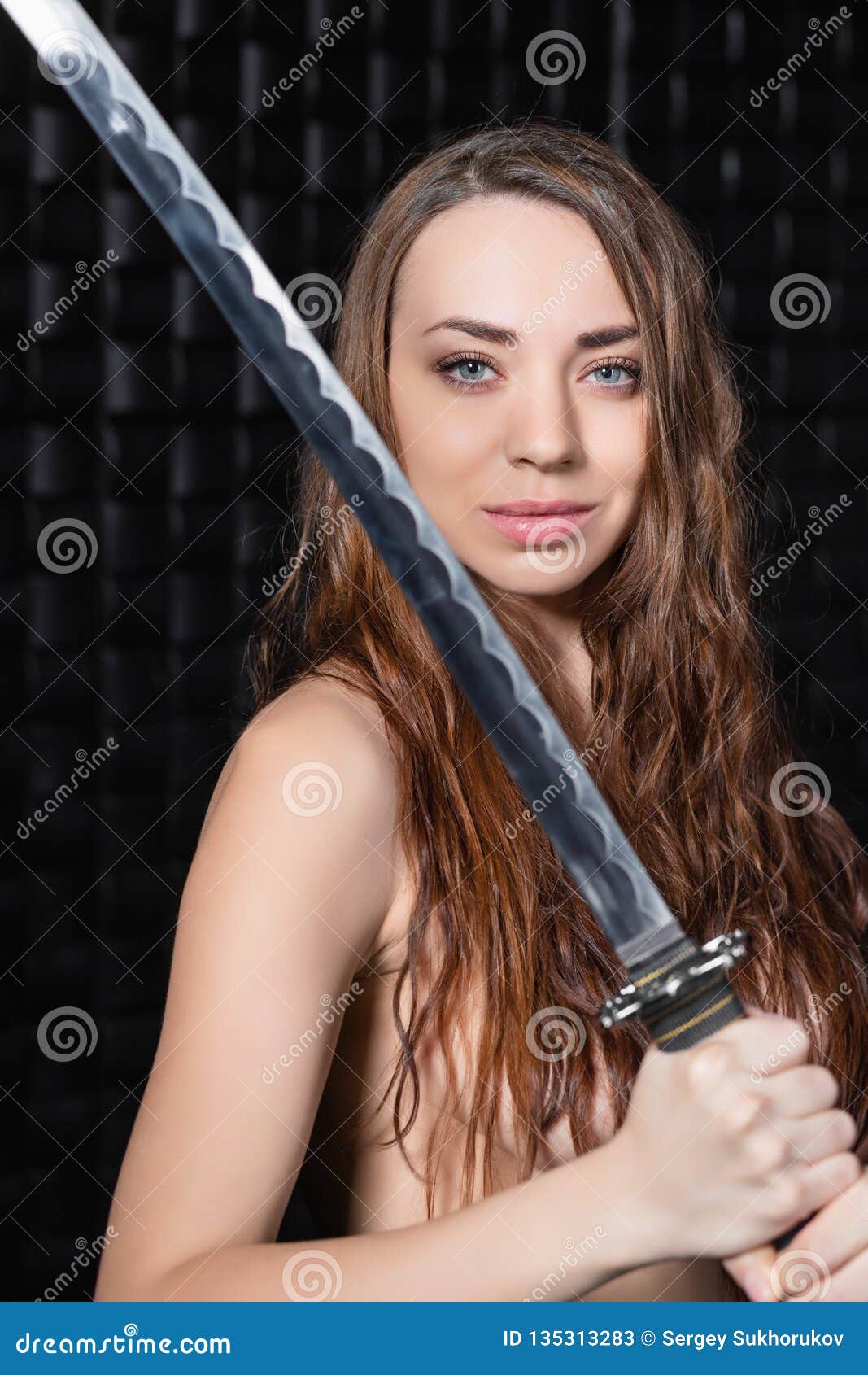 Nude Playful Woman With A Katana In Her Hands Stock Image Image Of Adult Hair 135313283