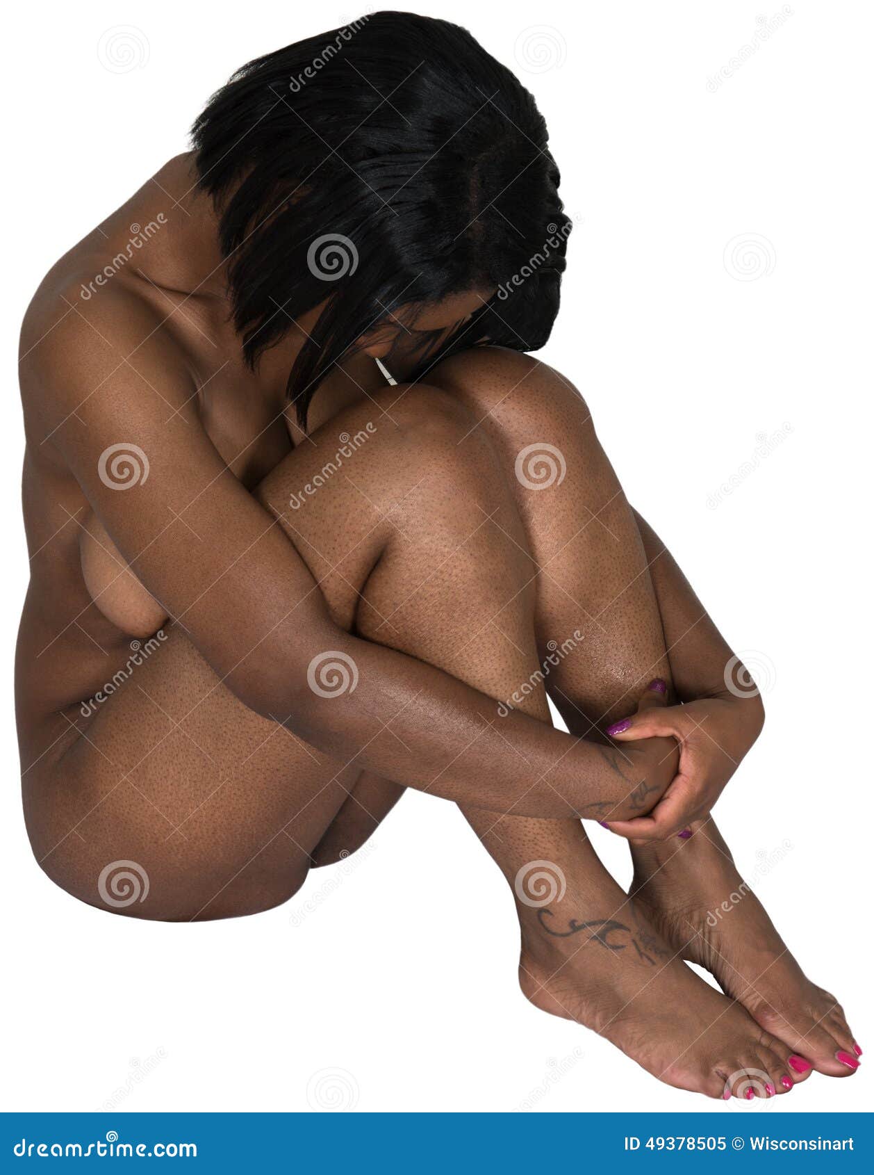 Nude Sad Lonely Woman Isolated Stock Image - Image of african, depressed:  49378505