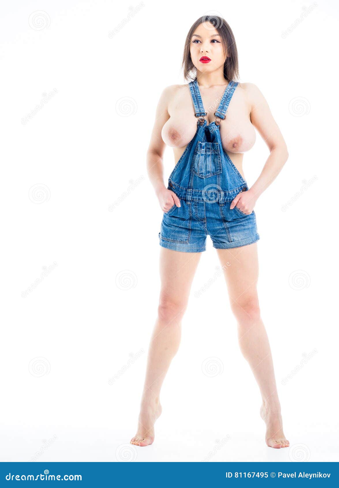 Nude in overalls