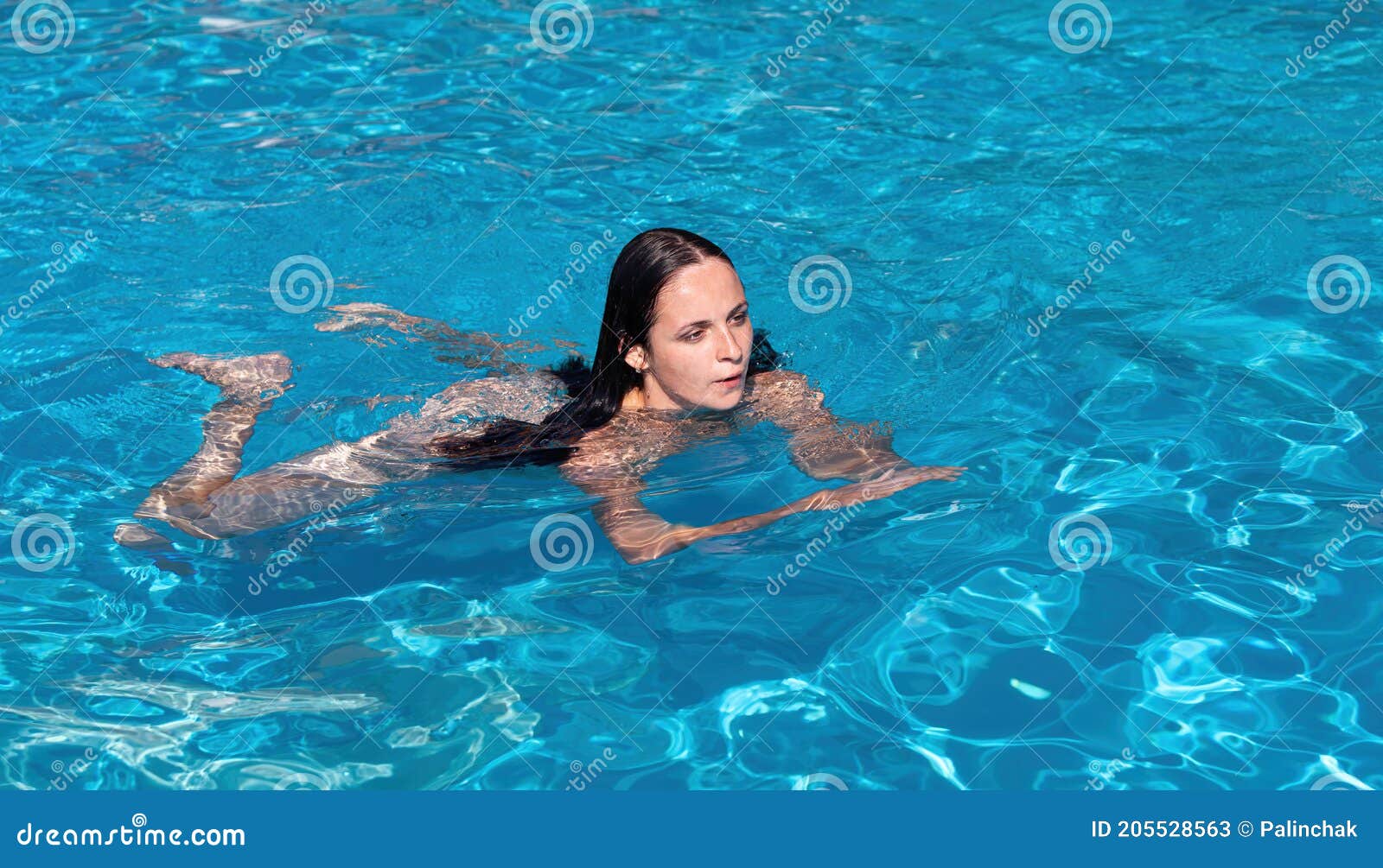 Naked women swimming pool swimming stock photos, pictures