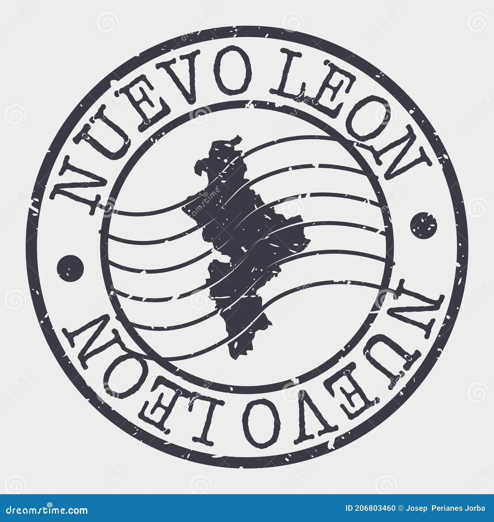 nuevo leon, mexico stamp postal. a map silhouette seal. passport round .  icon  retro travel.