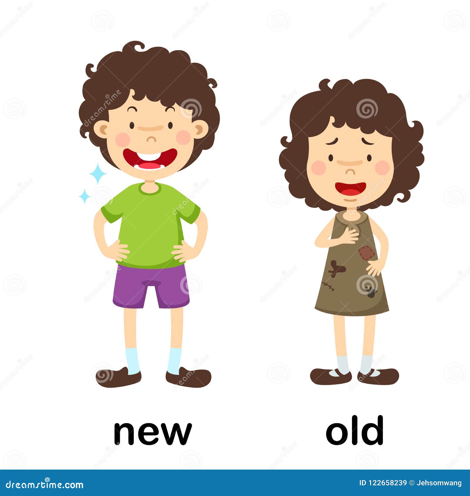 Nuevo y viejo opuestos ilustración del vector. Ilustración de sonriente