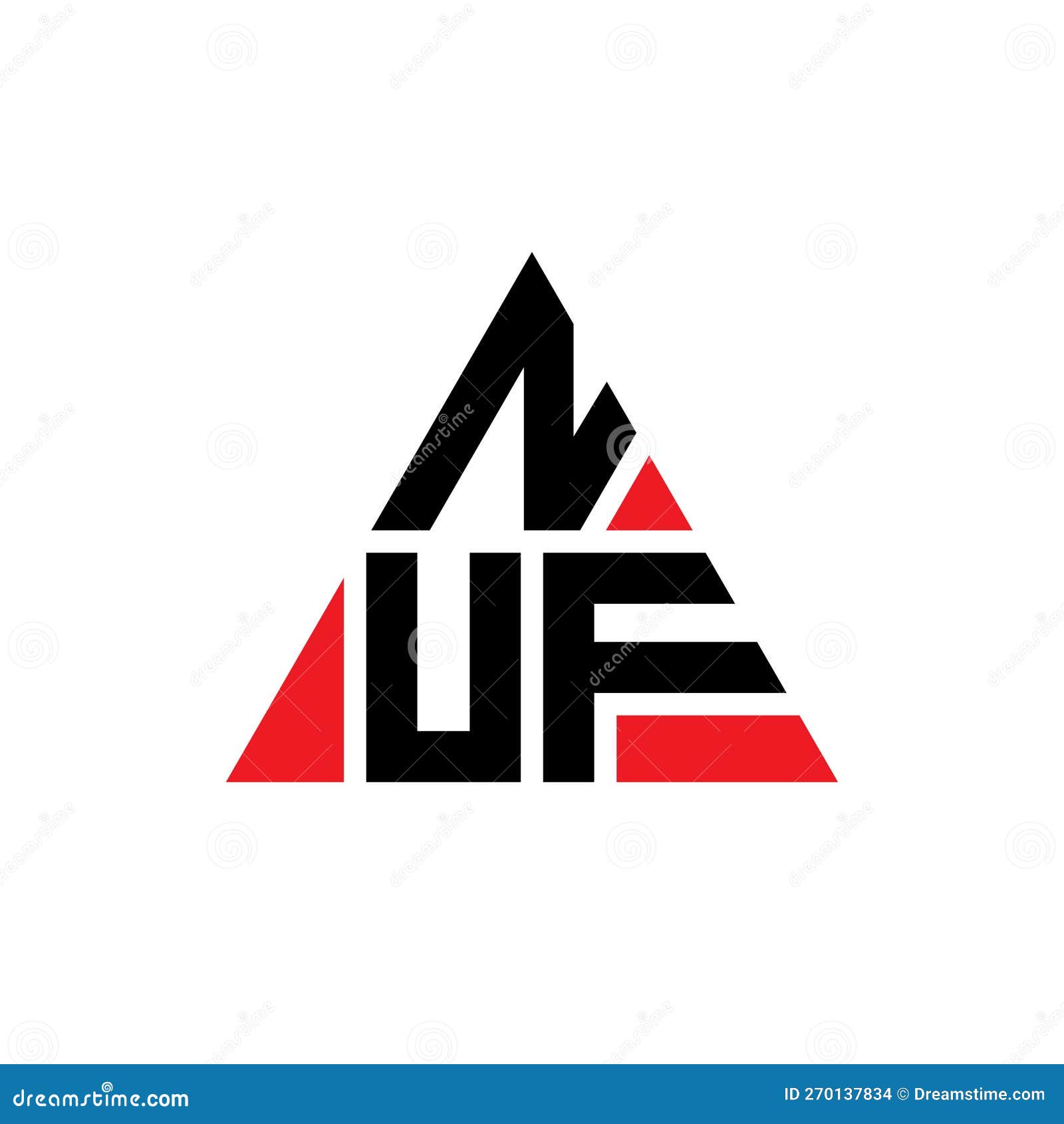 nuf triangle letter logo  with triangle . nuf triangle logo  monogram. nuf triangle  logo template with red
