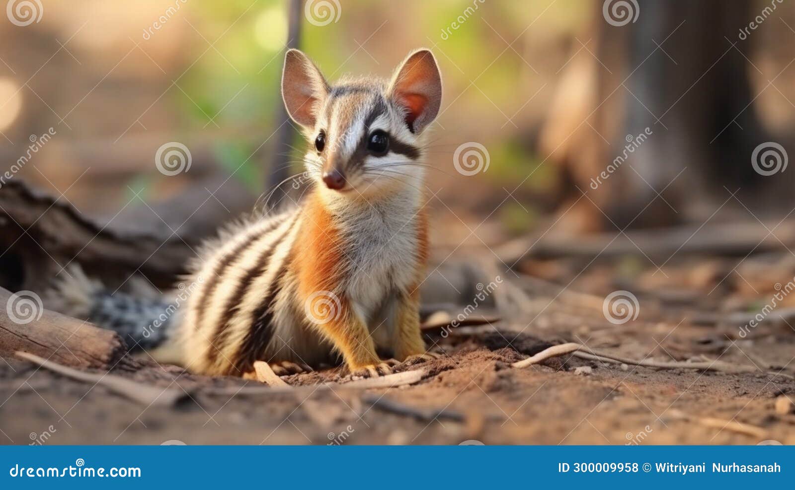 numbat, myrmecobius fasciatus, perched on log. generative ai