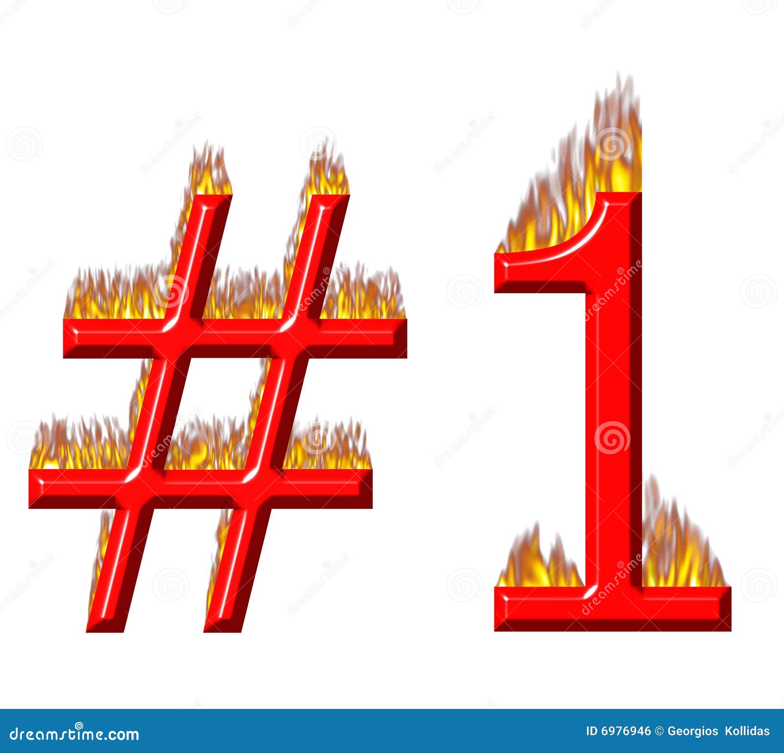 Number 1 on fire stock illustration. Illustration of symbol - 6976946
