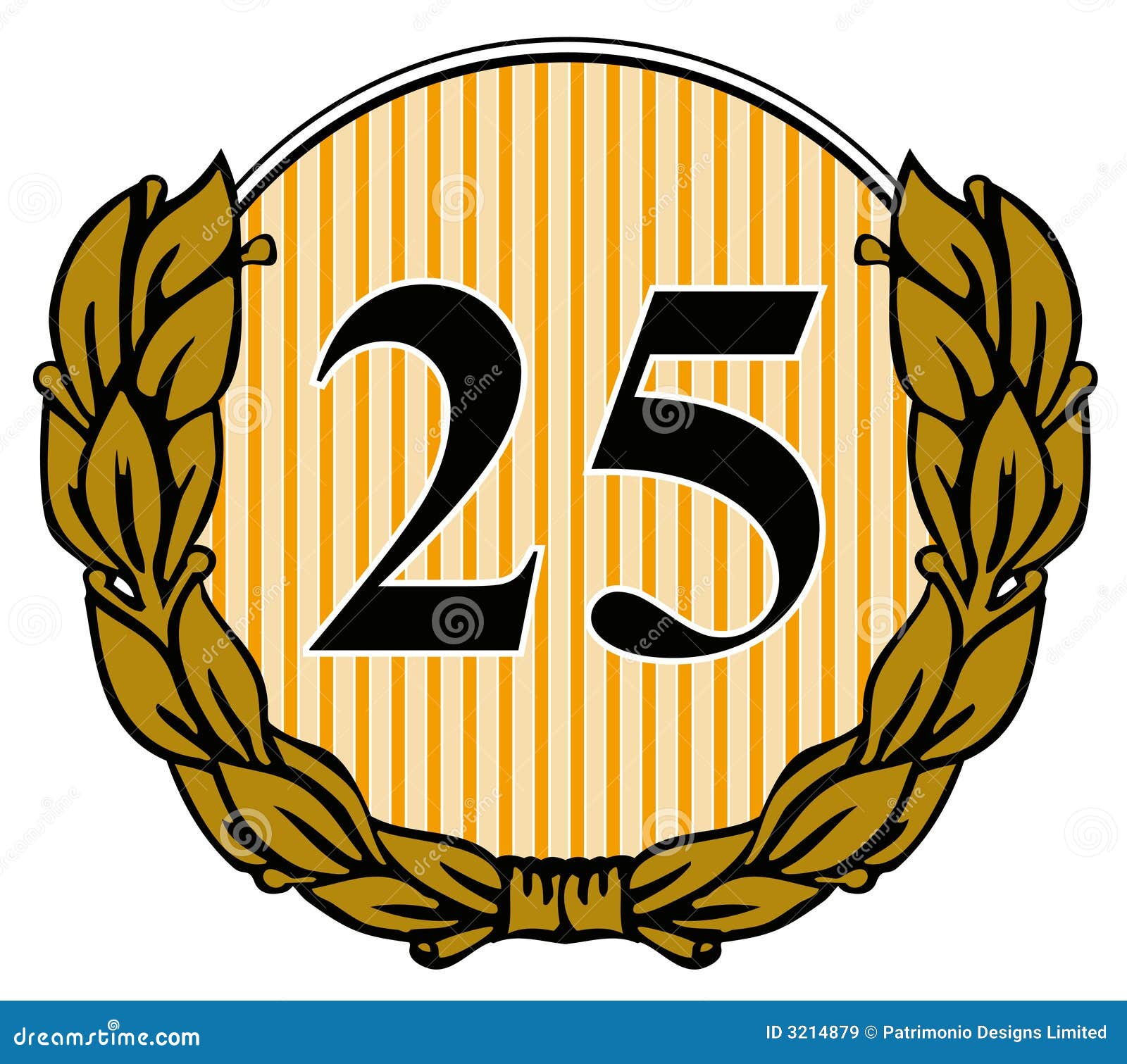 Number 25 with Laurel Leave Stock Illustration - Illustration of laurel ...