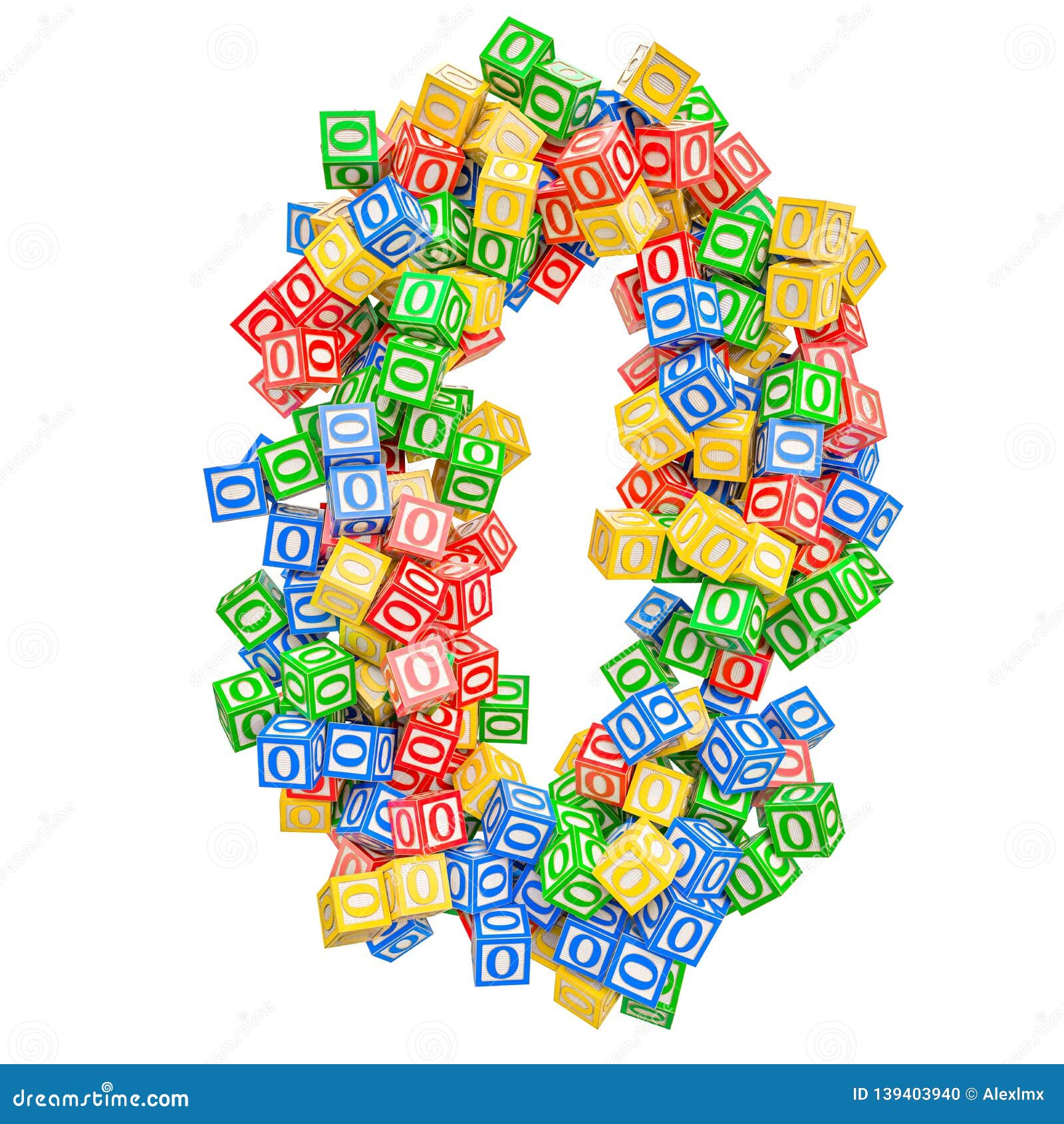 Number 0, from ABC Alphabet Wooden Blocks. 3D Rendering Stock ...