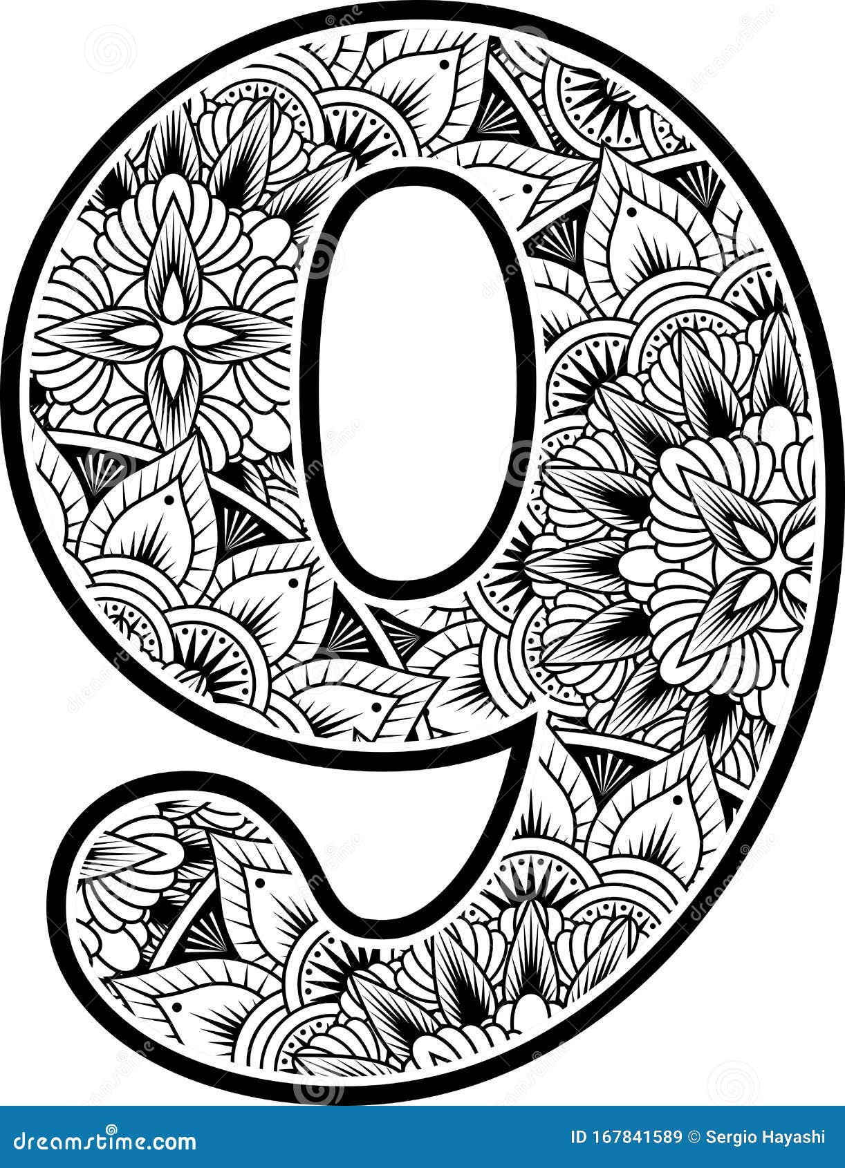 Download Abstract Flowers Mandala Inspiration Number 9 Stock Vector ...