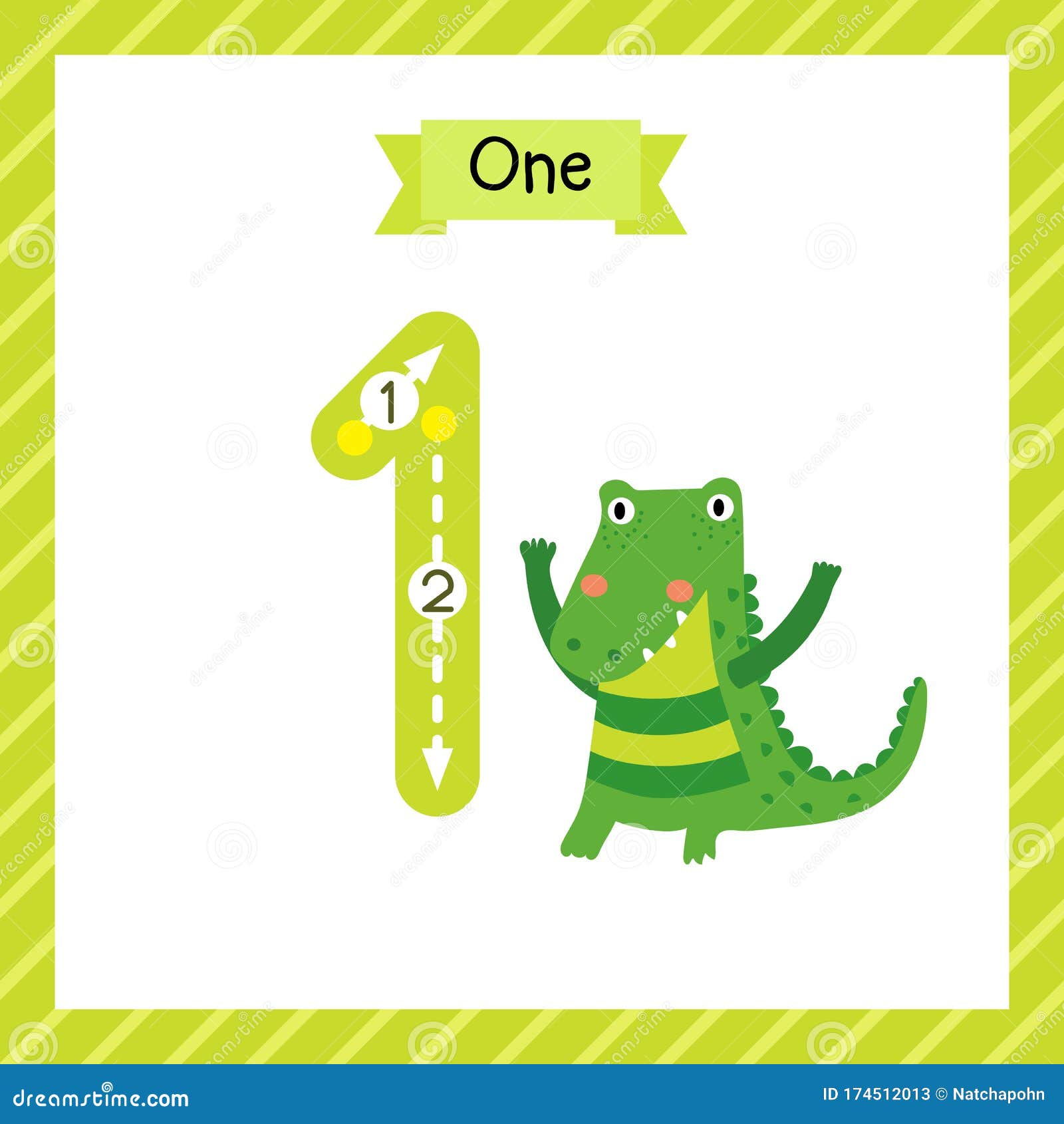Number 1 Animal Tracing Flash Card Stock Vector - Illustration of  preschool, flash: 174512013