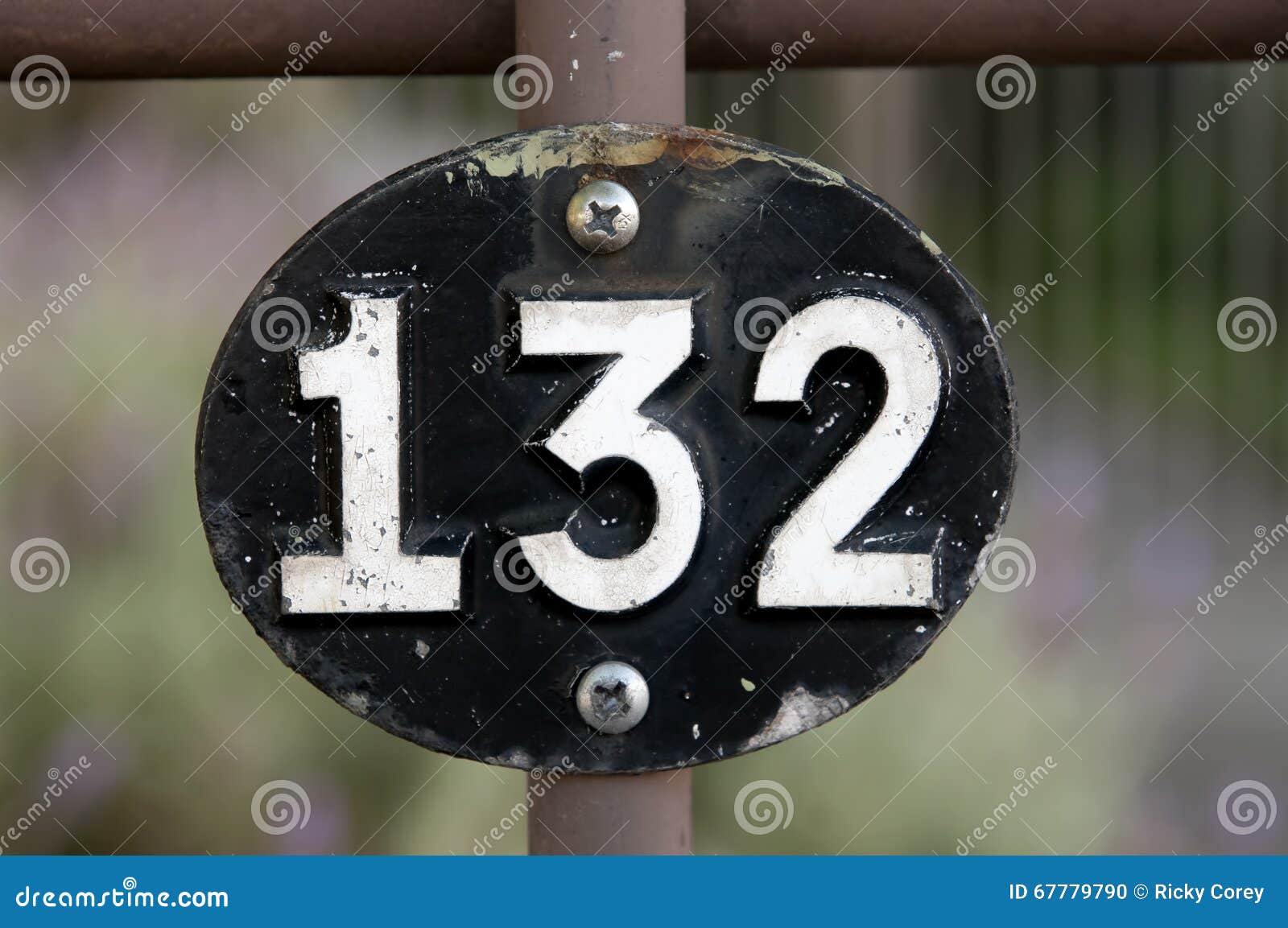 Number 132 stock photo. Image of sign, metal, fence, brass - 67779790