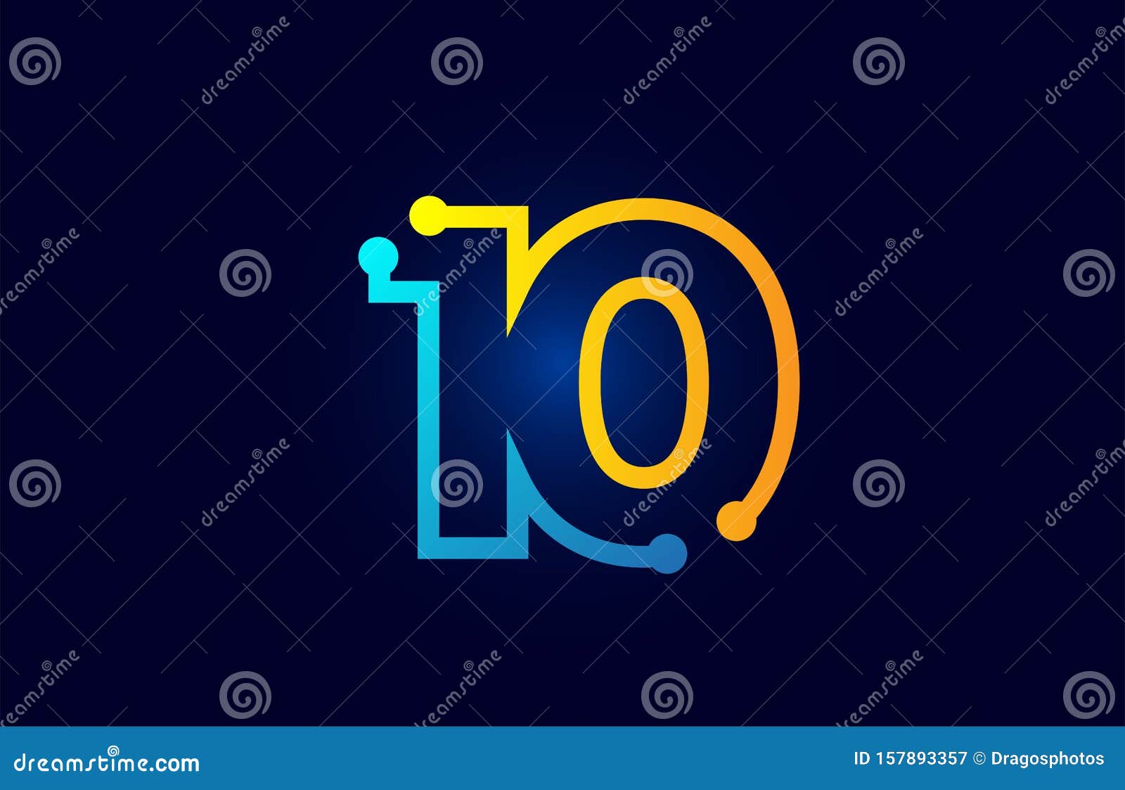 Number 10 in Blue and Orange Color for Logo Icon Design Stock Vector ...