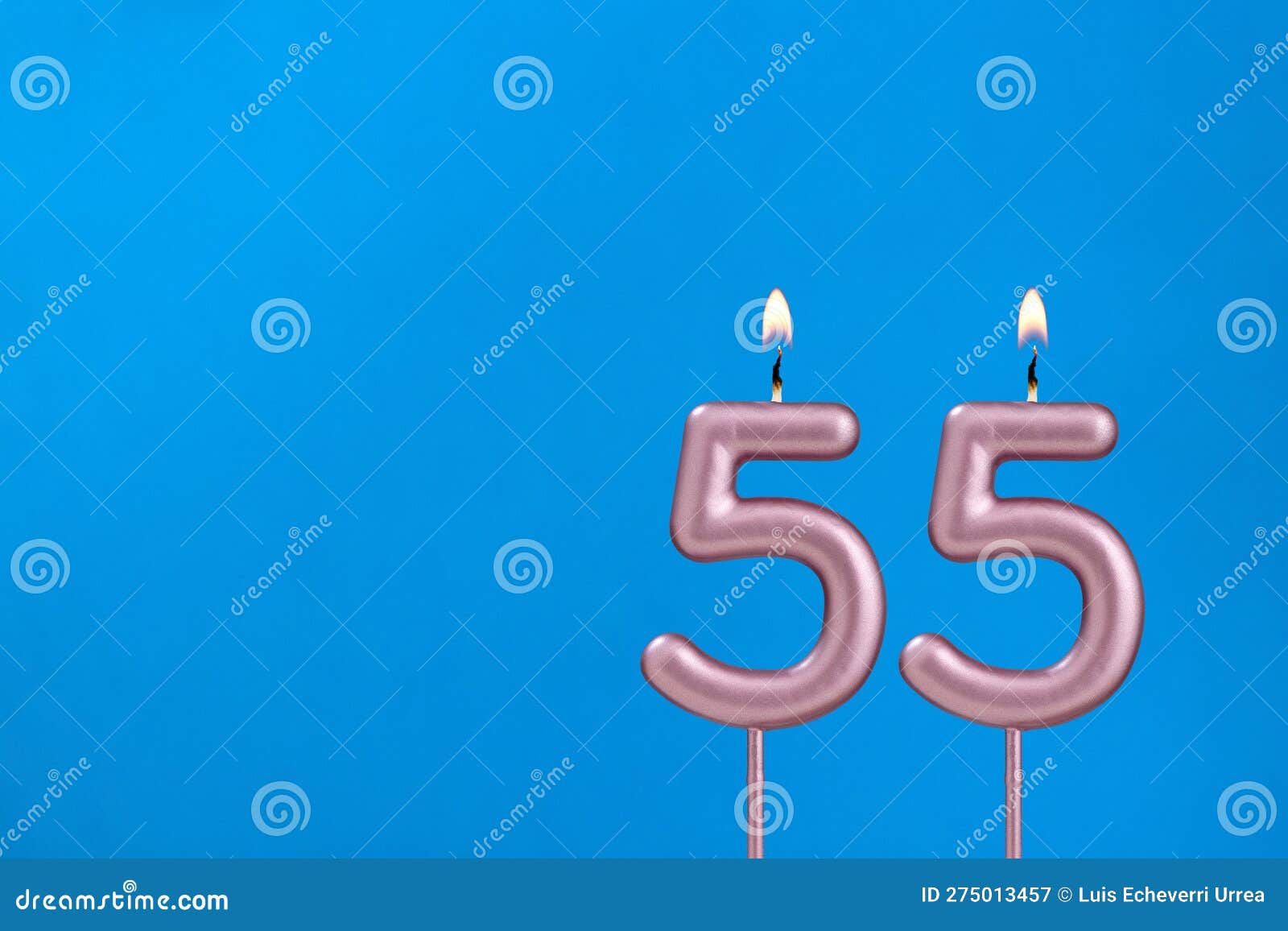 Candle Number 55 - Birthday in Blues Foamy Background Stock Image ...