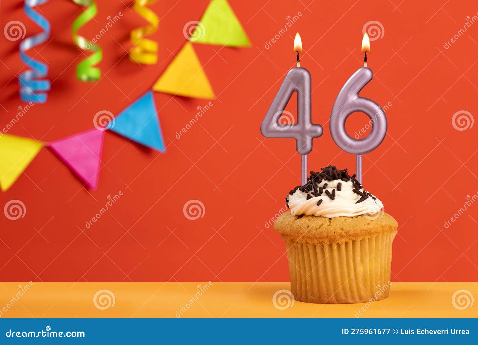 Candle number 46  Cake birthday in coral fusion background Stock Photo   Alamy