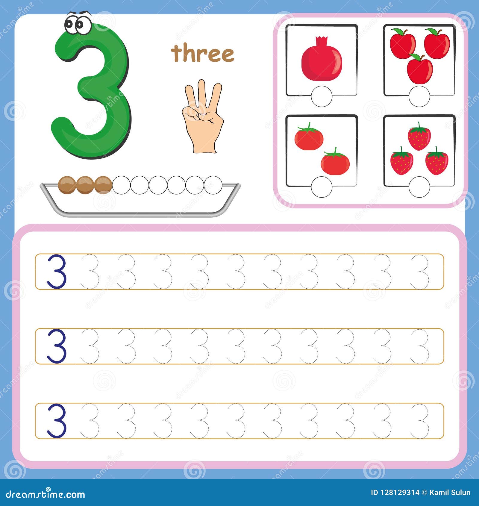 number cards, counting and writing numbers, learning numbers, numbers tracing worksheet for preschool