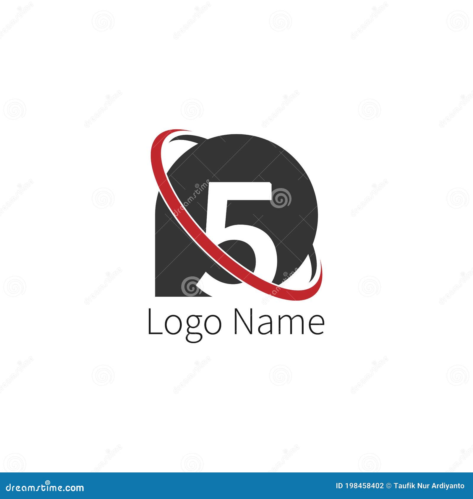 Number 5 Circle Icon Logo, Design Number + Icon Circle Concept Stock